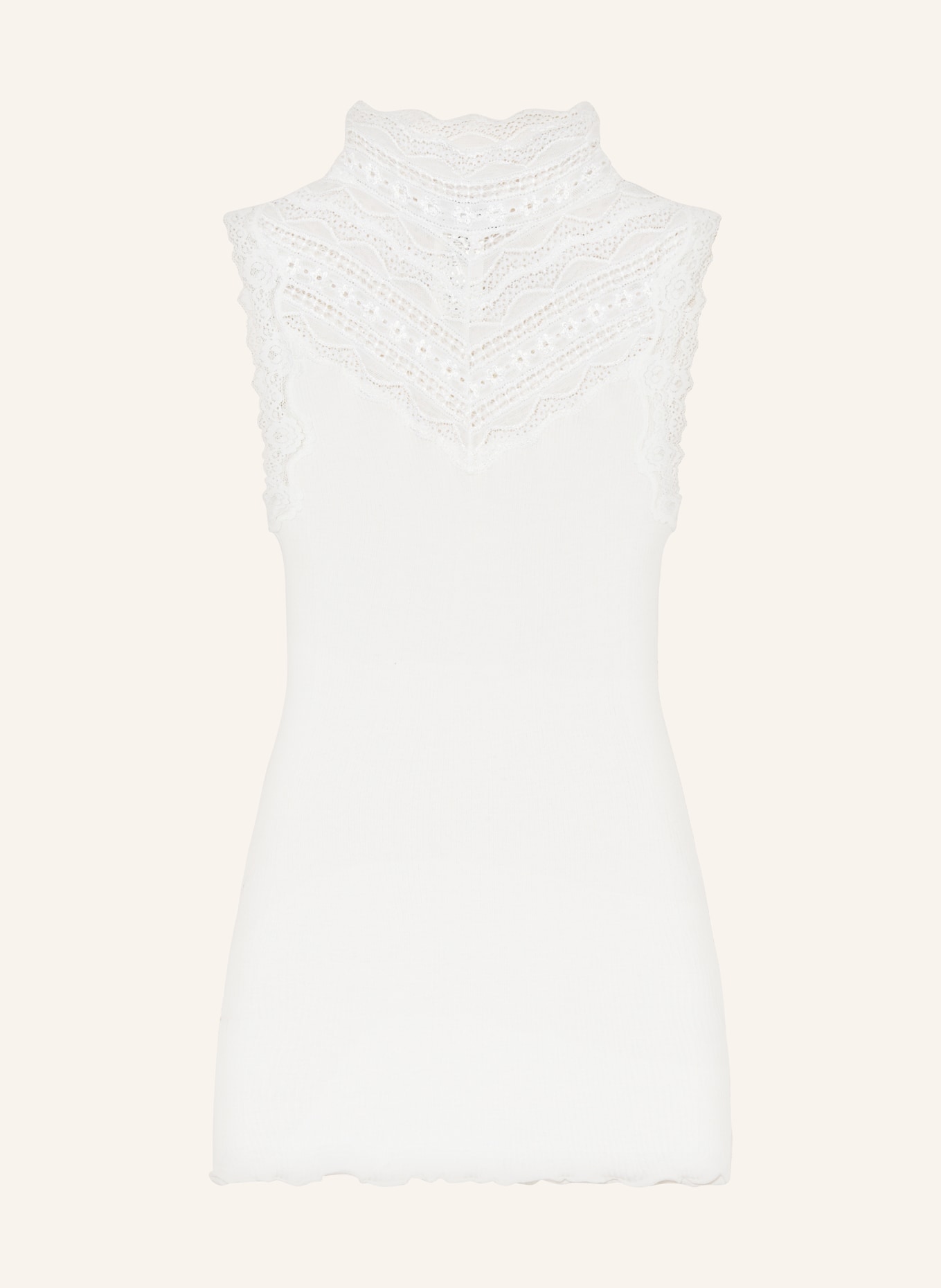rosemunde Silk top with lace, Color: WHITE (Image 1)
