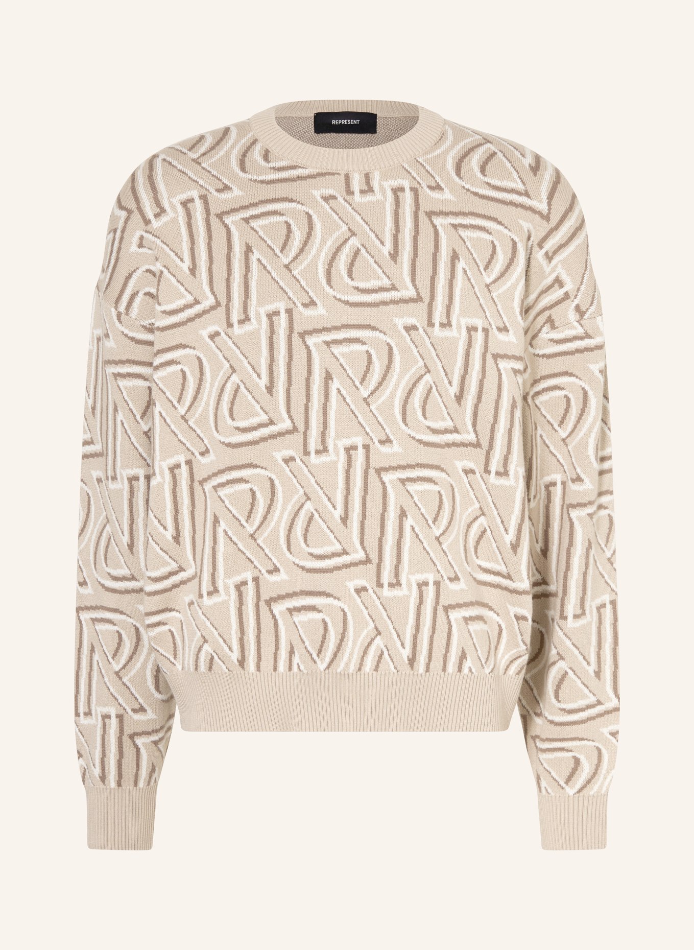 REPRESENT Sweater, Color: BEIGE/ DARK BROWN/ WHITE (Image 1)
