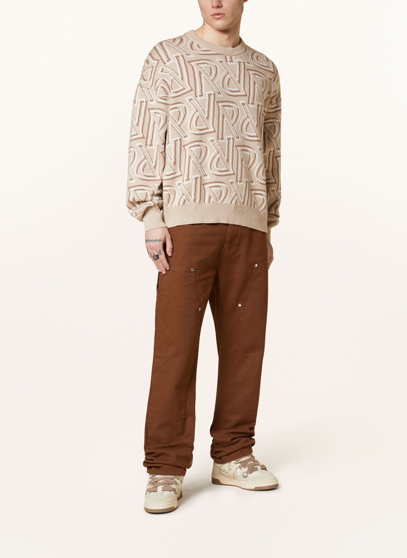 REPRESENT Sweater, Color: BEIGE/ DARK BROWN/ WHITE (Image 2)