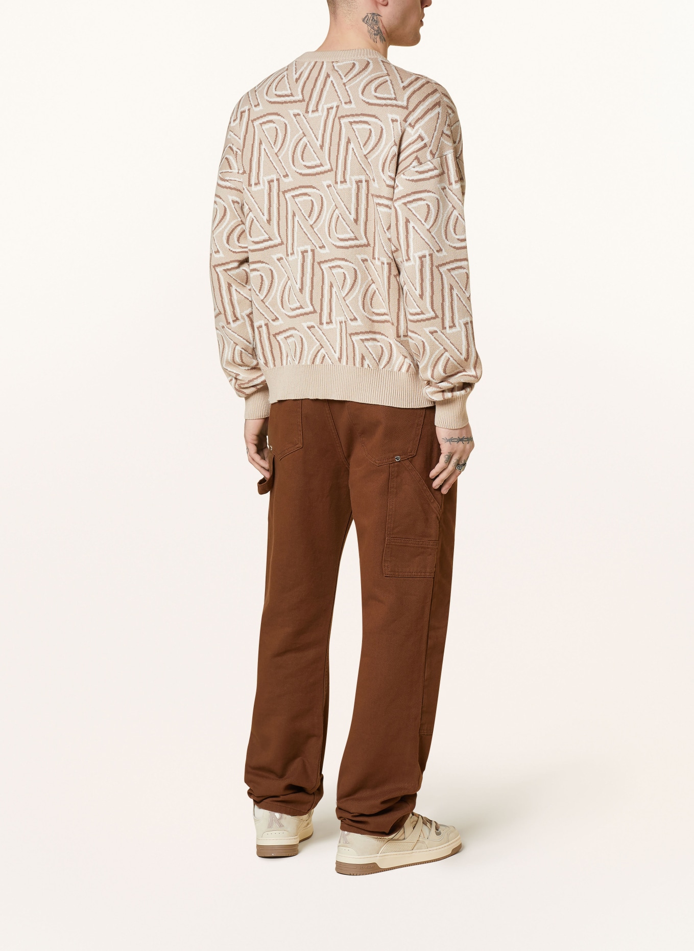 REPRESENT Sweater, Color: BEIGE/ DARK BROWN/ WHITE (Image 3)
