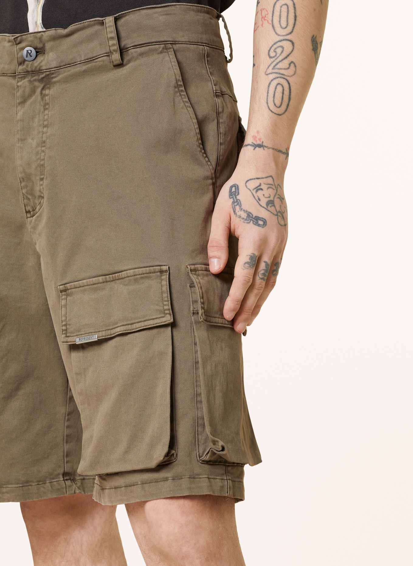 REPRESENT Cargo shorts, Color: DARK BROWN (Image 5)