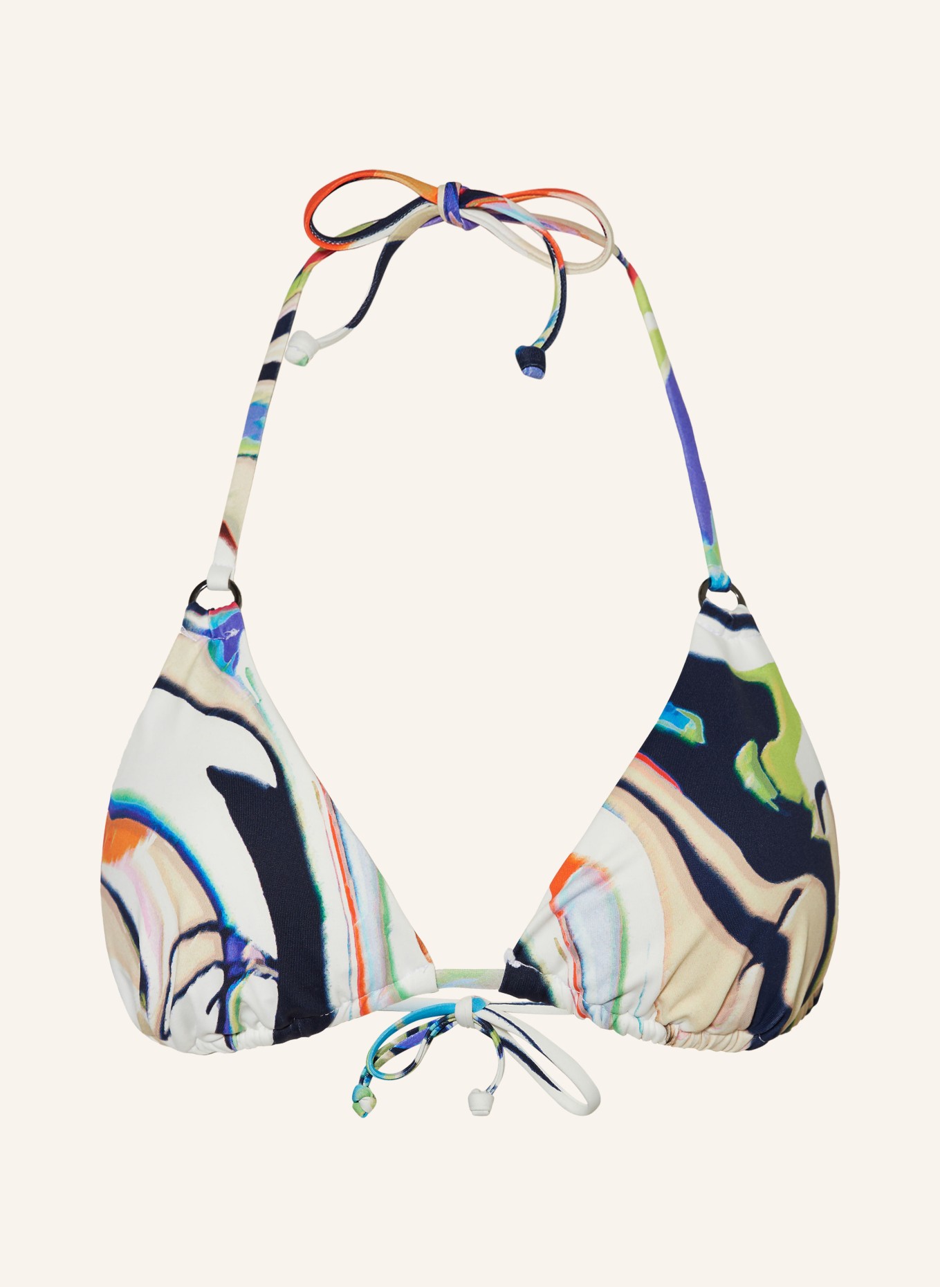 MRS & HUGS Triangel-Bikini-Top, Farbe: ORANGE/ WEISS/ DUNKELBLAU (Bild 1)