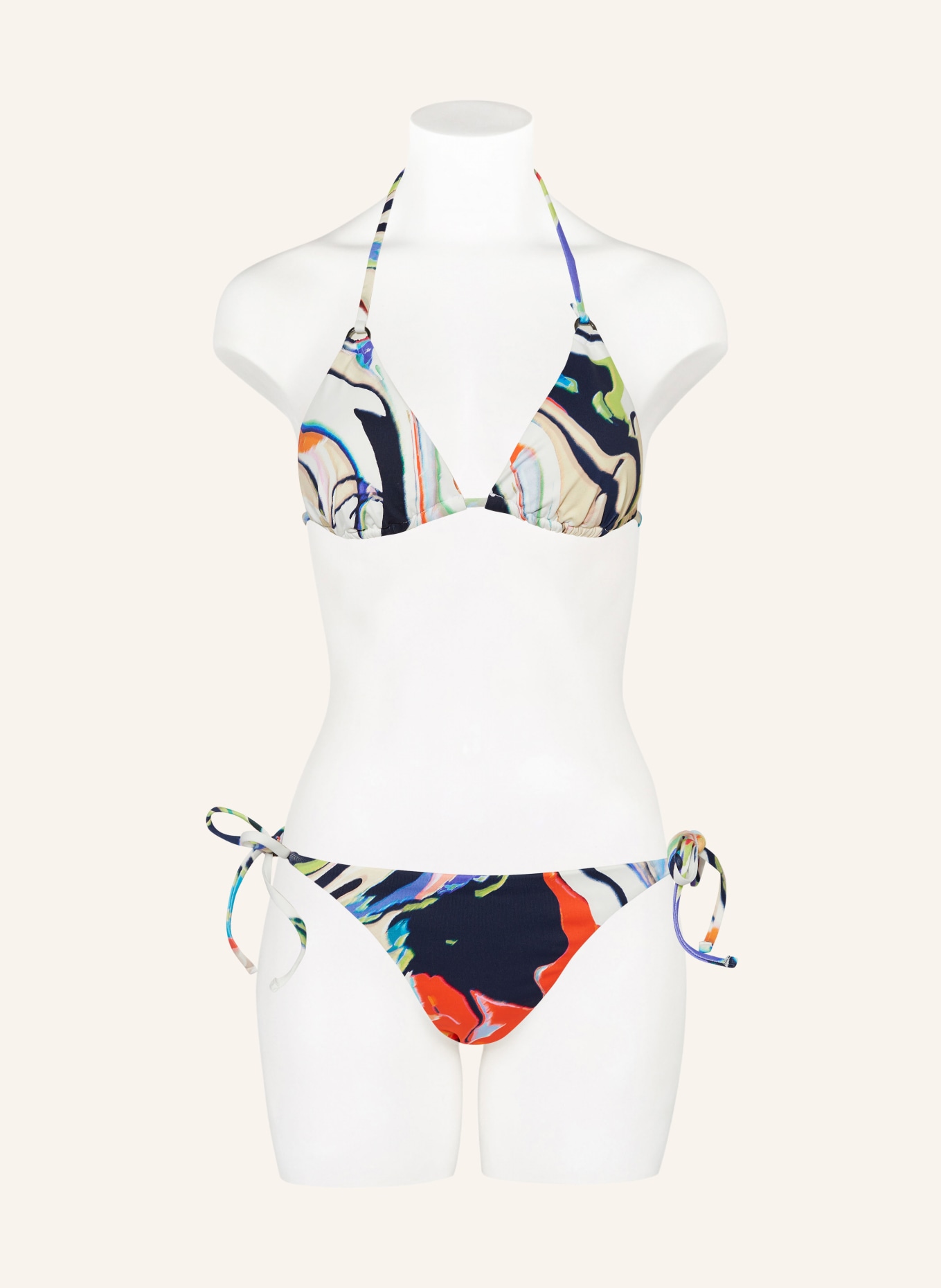 MRS & HUGS Triangel-Bikini-Top, Farbe: ORANGE/ WEISS/ DUNKELBLAU (Bild 2)