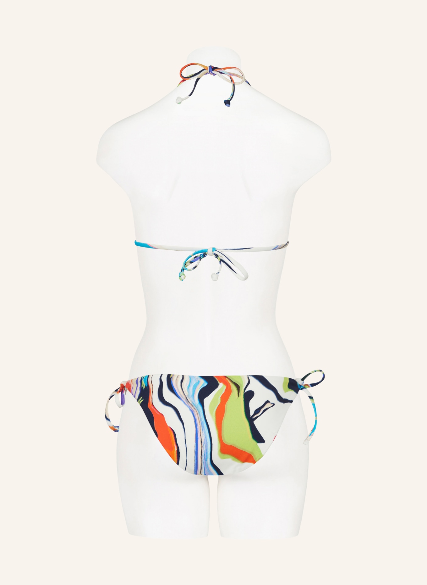 MRS & HUGS Triangel-Bikini-Top, Farbe: ORANGE/ WEISS/ DUNKELBLAU (Bild 3)