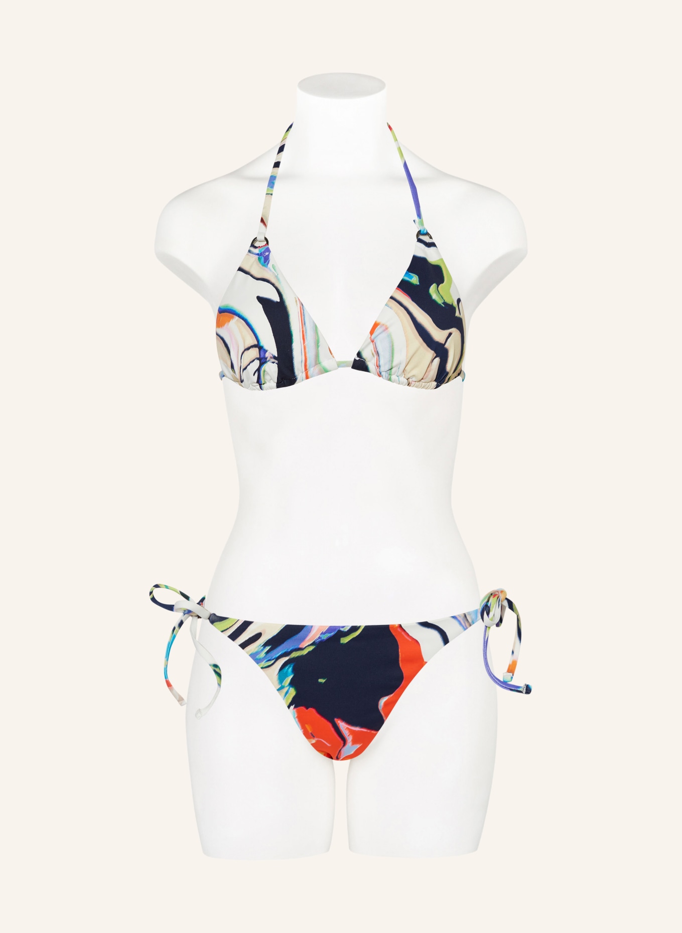 MRS & HUGS Triangel-Bikini-Hose, Farbe: WEISS/ ORANGE/ DUNKELBLAU (Bild 2)