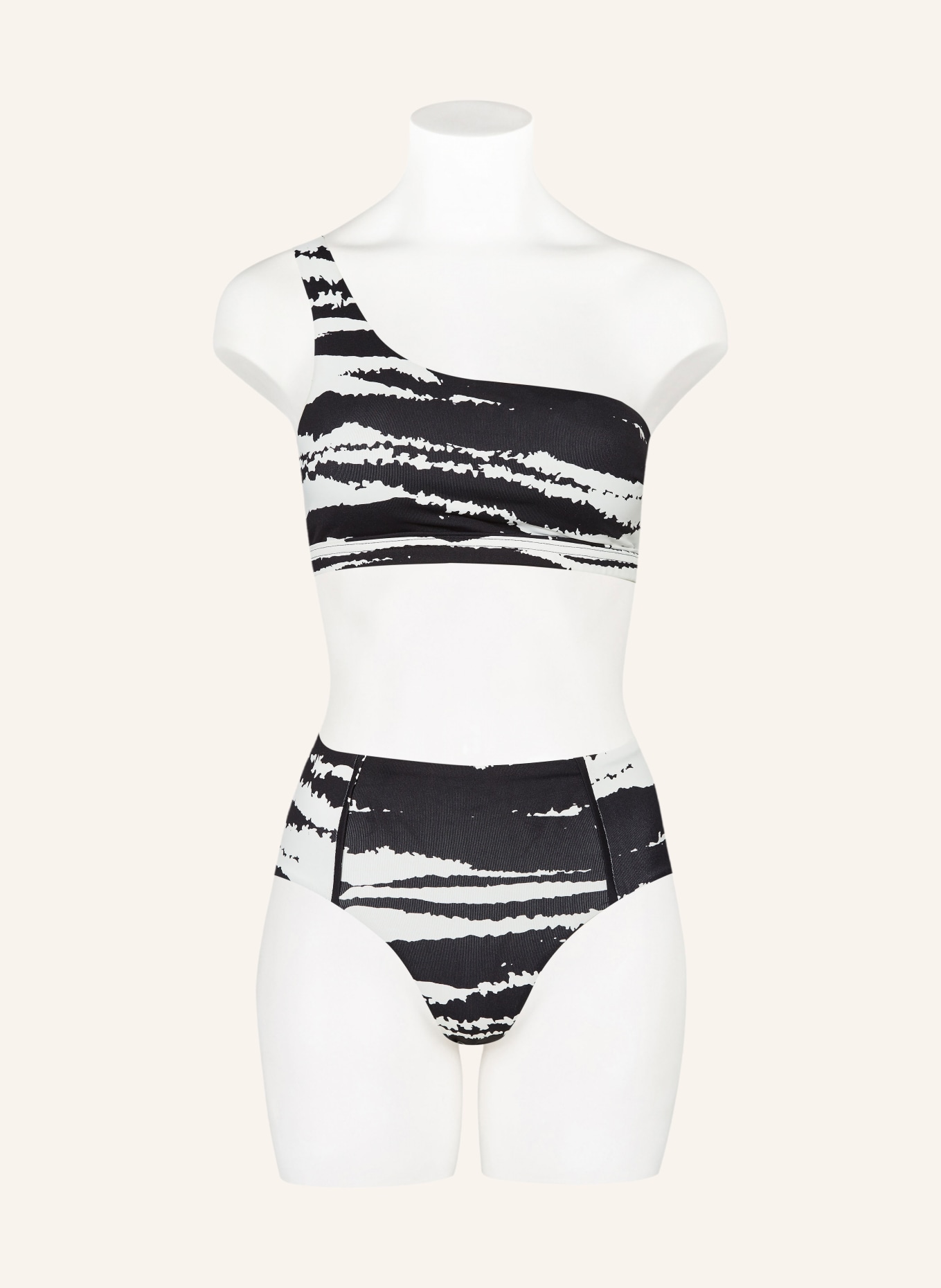 MRS & HUGS One-shoulder bikini top, Color: BLACK/ WHITE (Image 2)