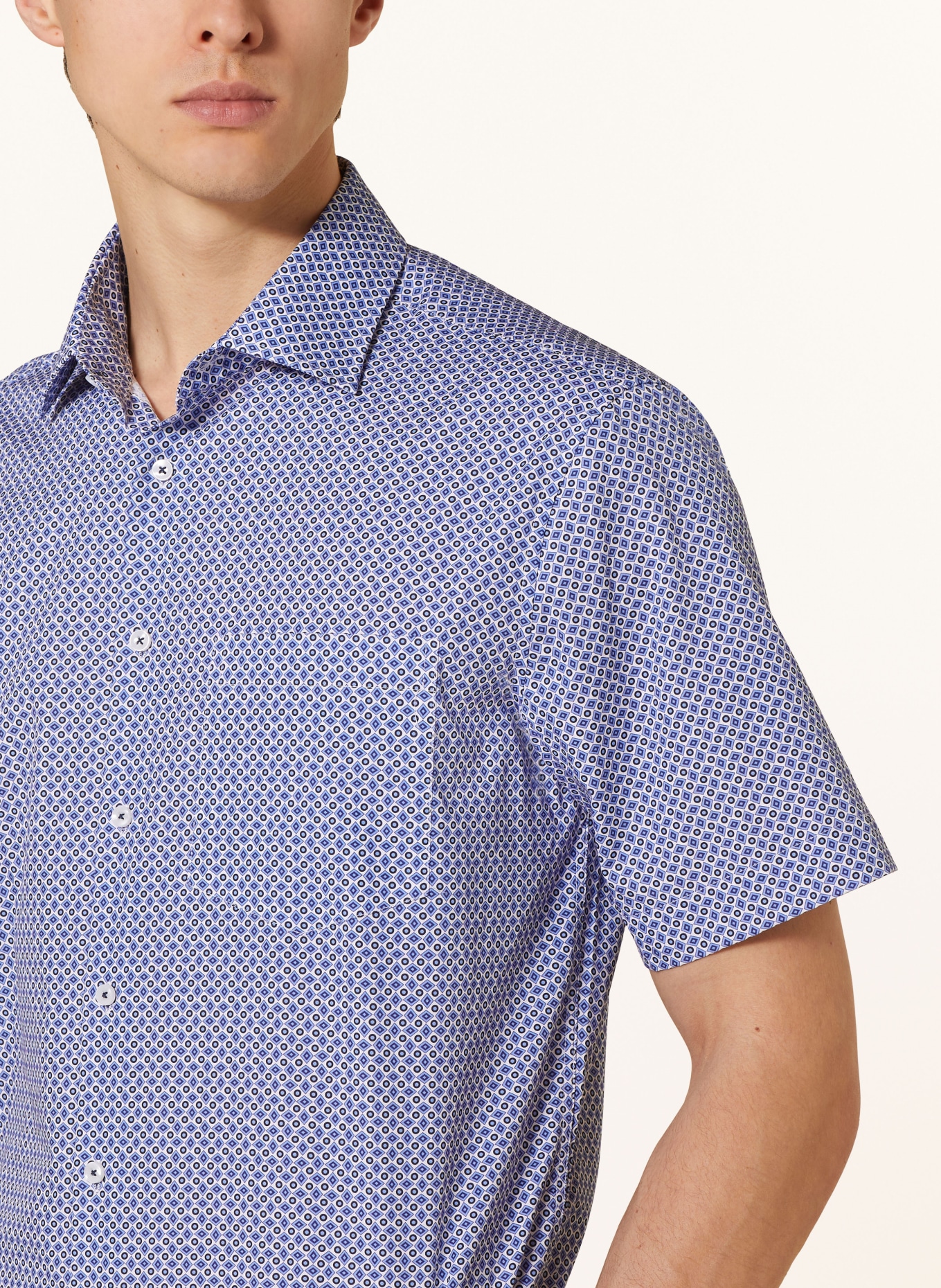 seidensticker Short sleeve shirt regular fit, Color: BLUE/ WHITE/ BLACK (Image 4)