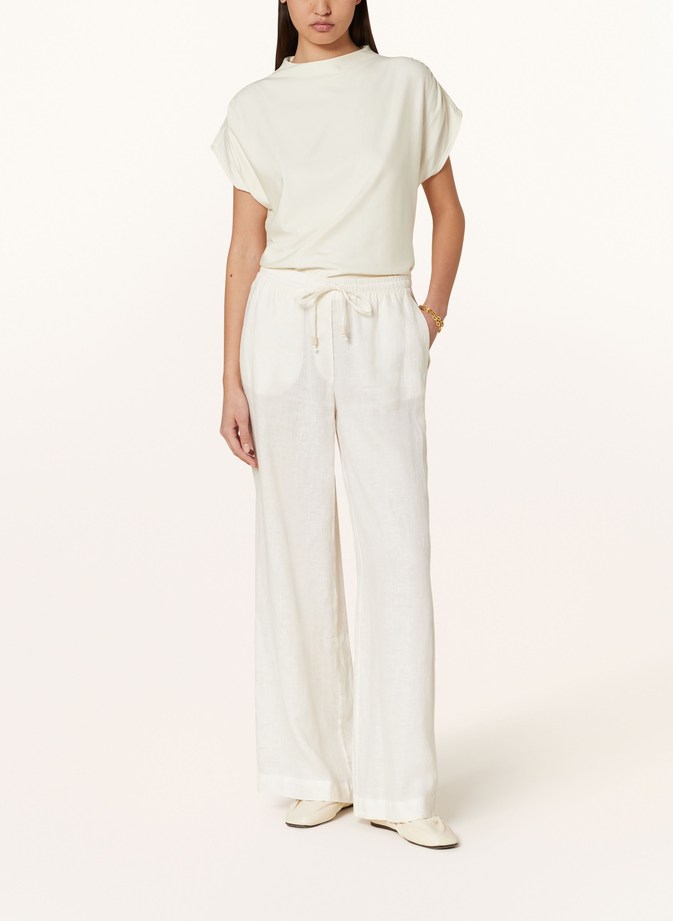 ottod'ame Wide leg trousers made of linen, Color: ECRU (Image 2)