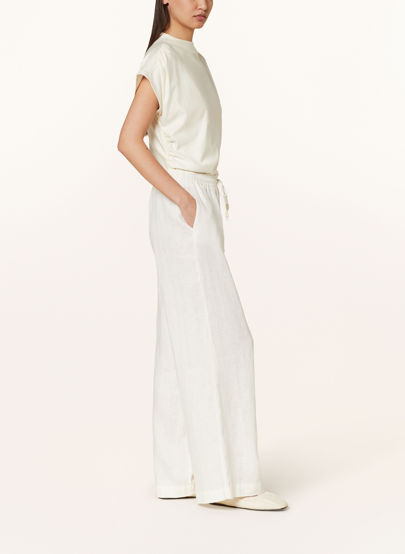 ottod'ame Wide leg trousers made of linen, Color: ECRU (Image 4)