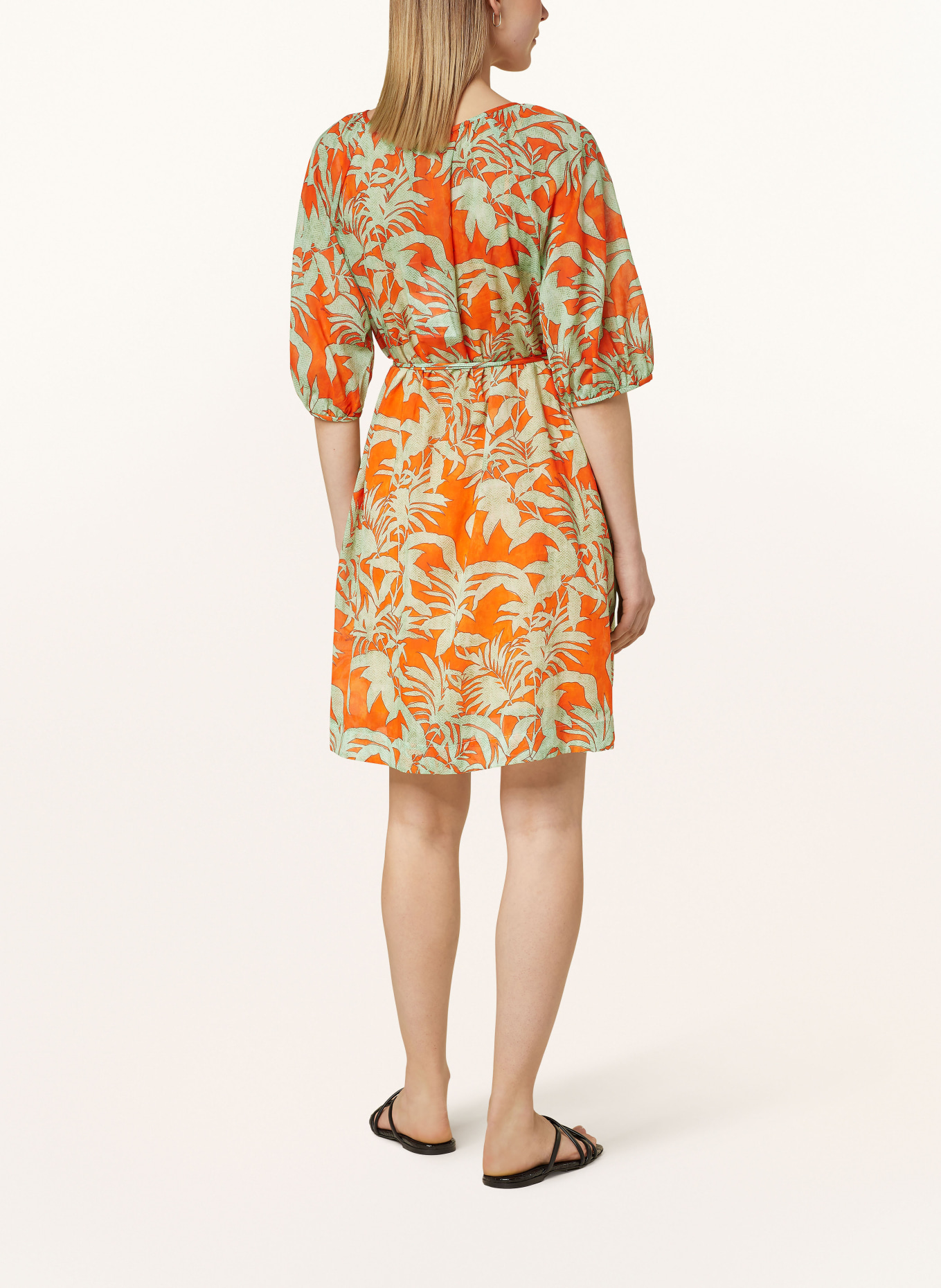ottod'ame Dress with 3/4 sleeves, Color: ORANGE/ LIGHT GREEN (Image 3)
