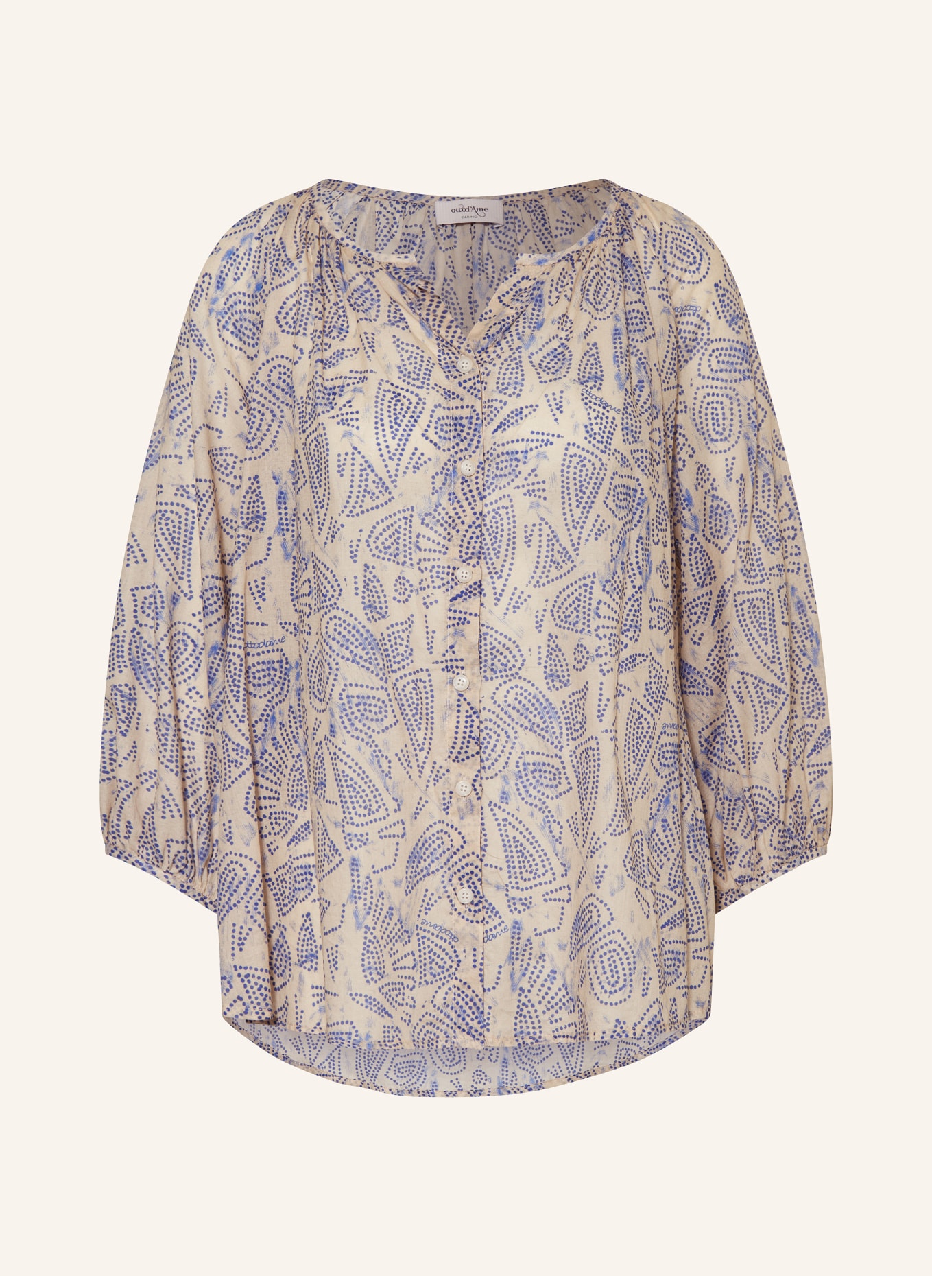 ottod'ame Blouse with 3/4 sleeves, Color: BEIGE/ BLUE (Image 1)