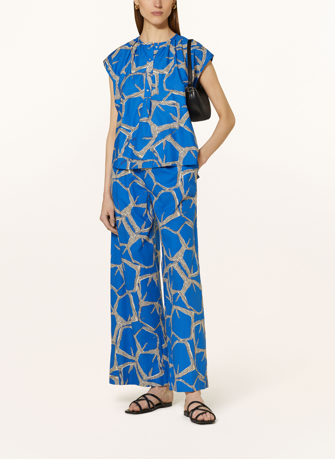 ottod'ame Wide leg trousers, Color: BLUE/ CREAM (Image 2)