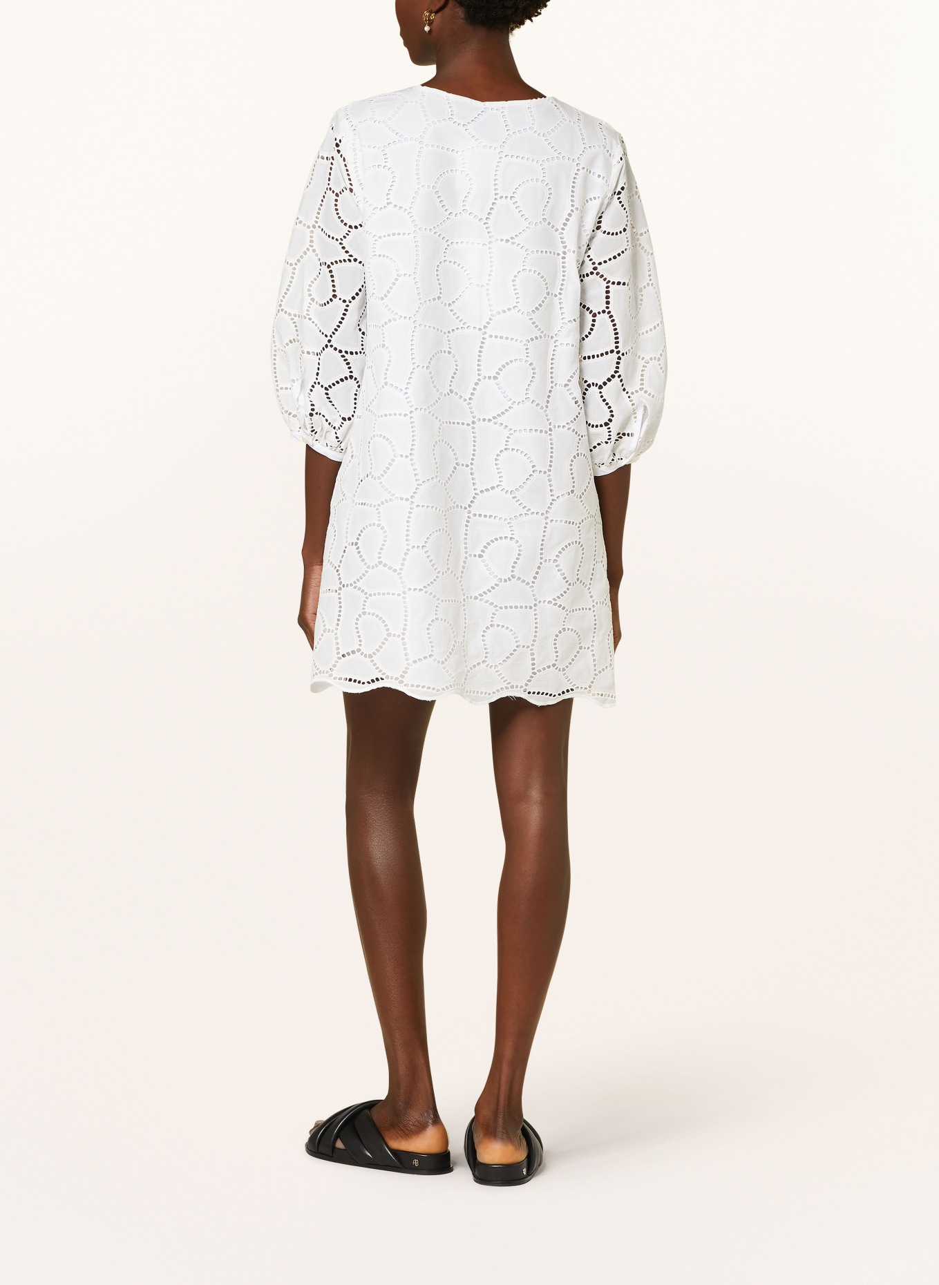 ottod'ame Lace dress with 3/4 sleeve, Color: WHITE (Image 3)