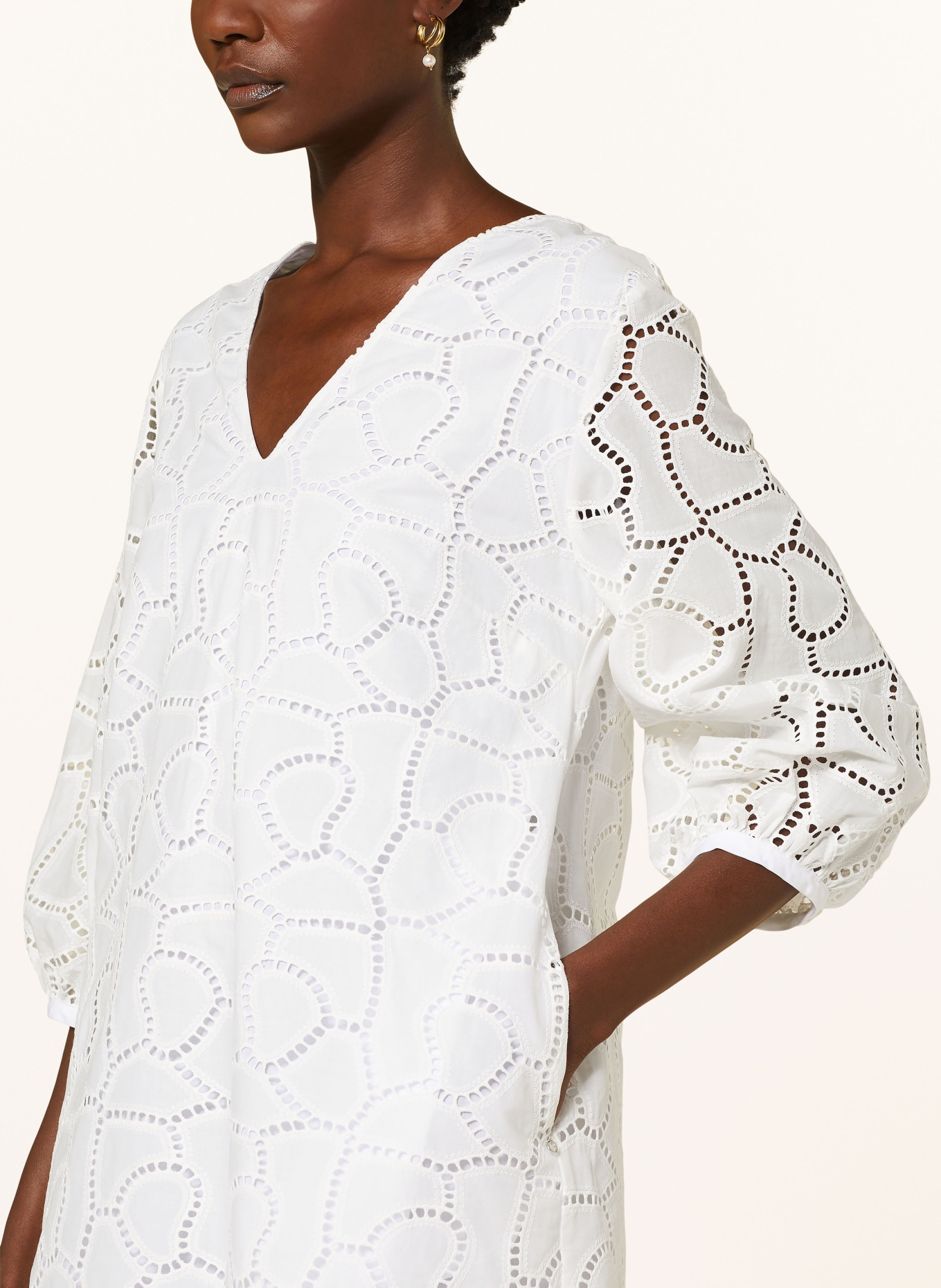 ottod'ame Lace dress with 3/4 sleeve, Color: WHITE (Image 4)