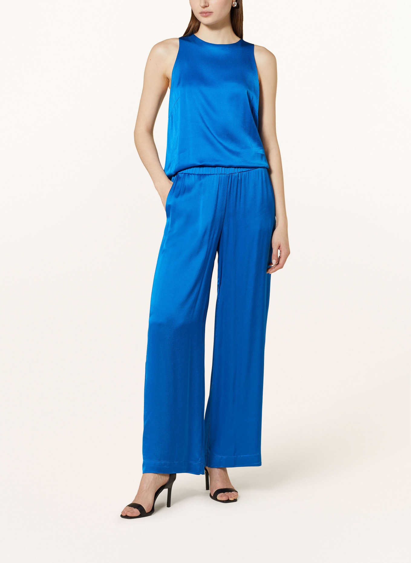ottod'ame Wide leg trousers in satin, Color: BLUE (Image 2)