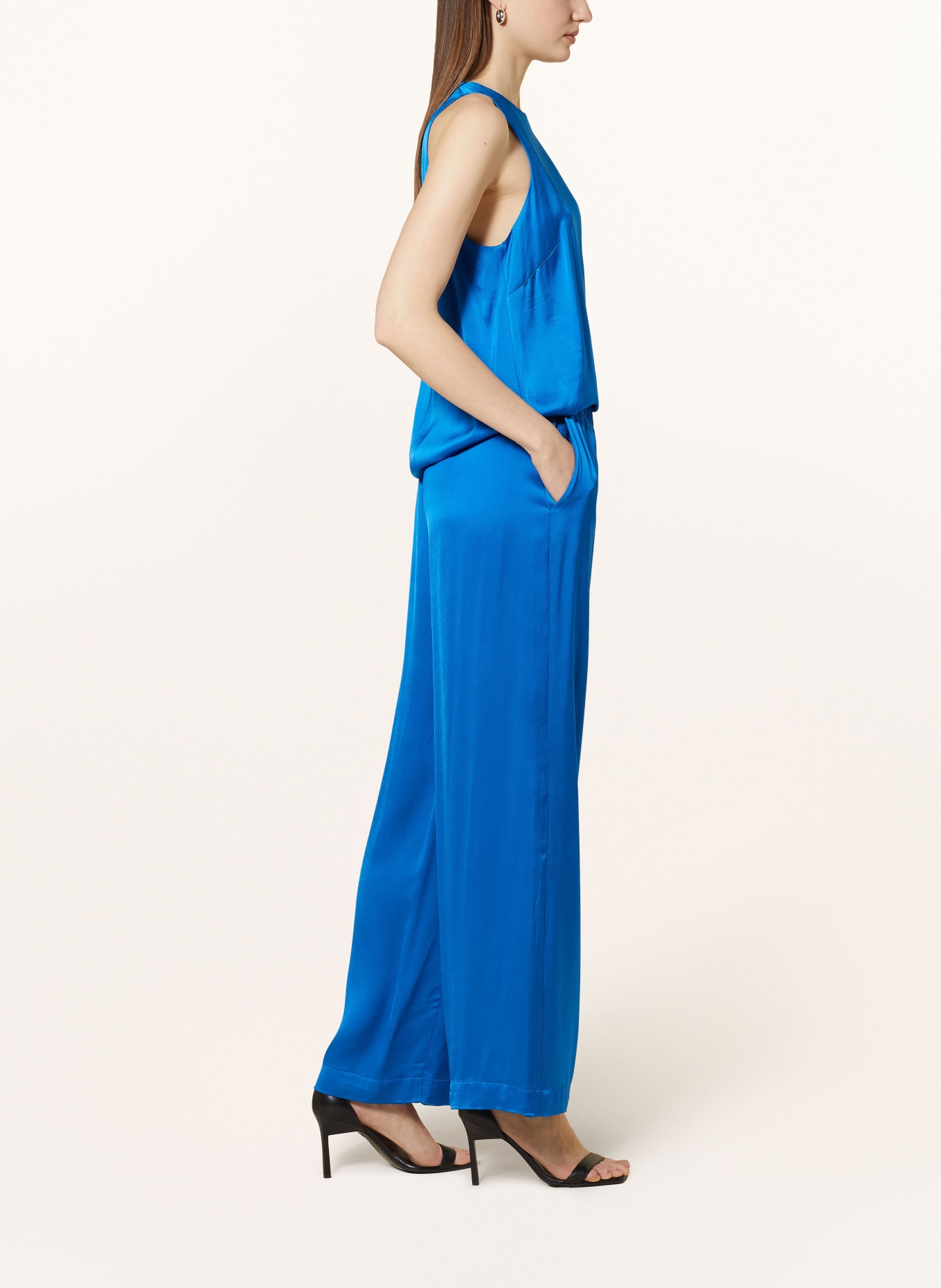 ottod'ame Wide leg trousers in satin, Color: BLUE (Image 4)
