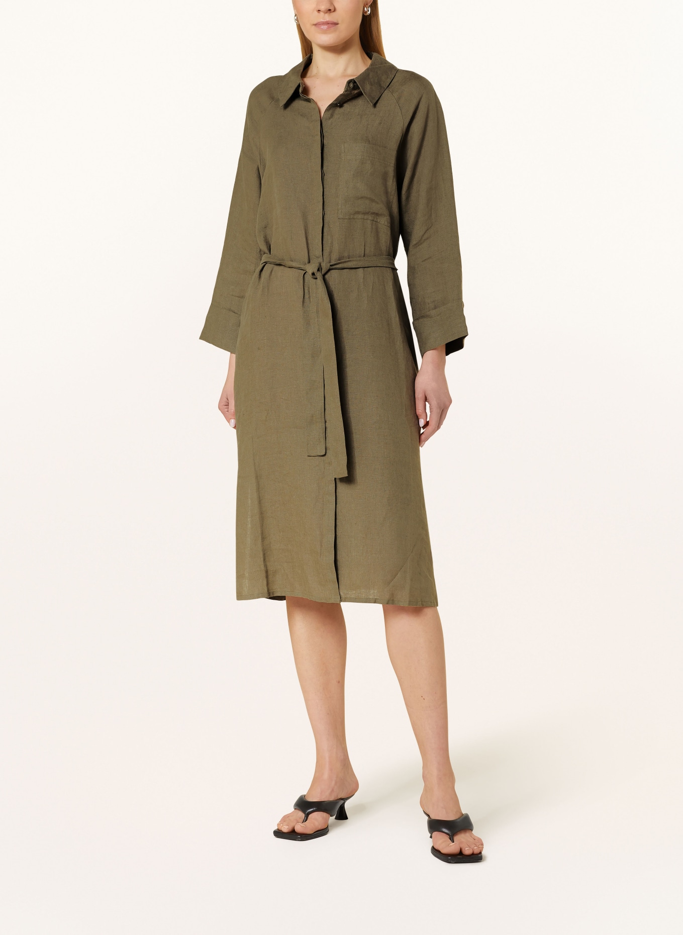 Princess GOES HOLLYWOOD Shirt dress made of linen with 3/4 sleeves, Color: KHAKI (Image 2)