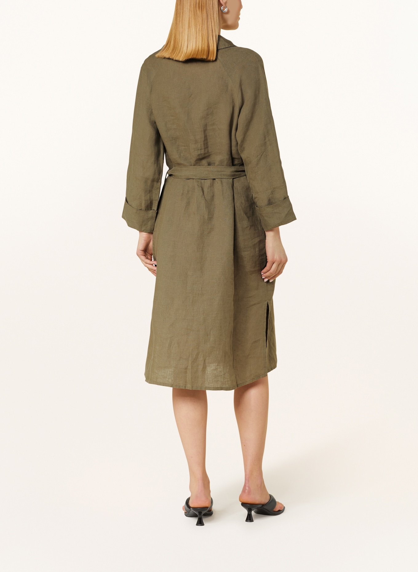Princess GOES HOLLYWOOD Shirt dress made of linen with 3/4 sleeves, Color: KHAKI (Image 3)