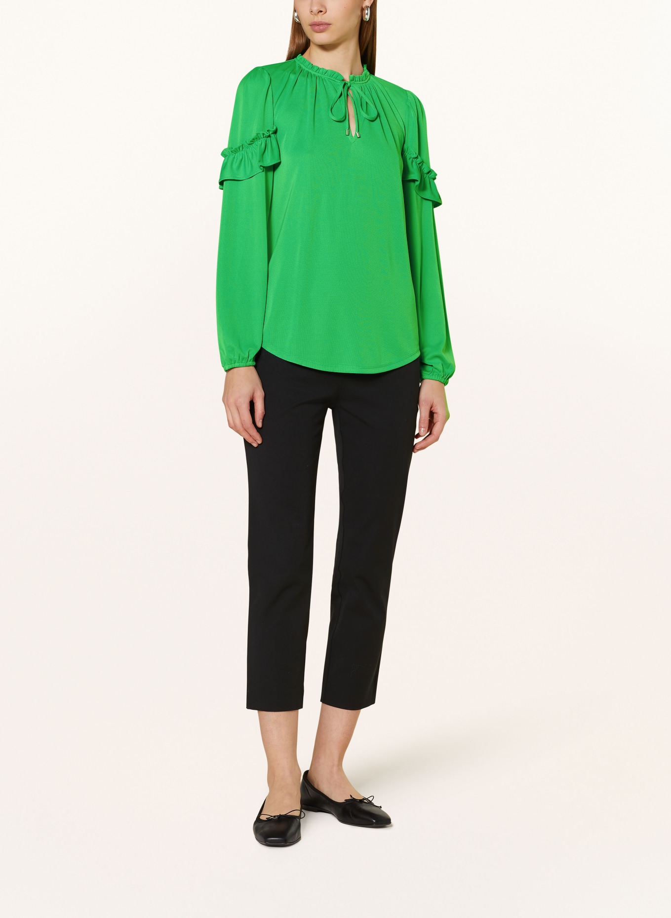 LAUREN RALPH LAUREN Shirt blouse in jersey with ruffles, Color: NEON GREEN (Image 2)