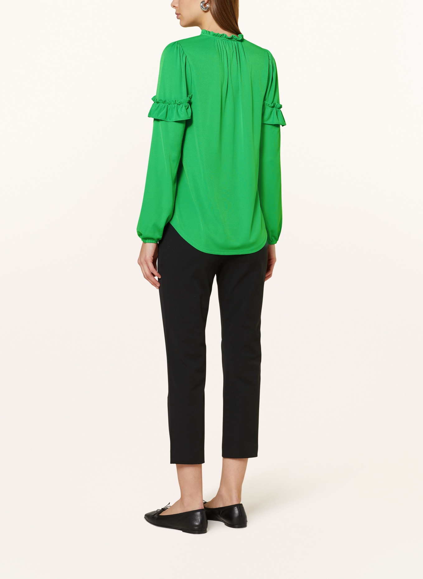 LAUREN RALPH LAUREN Shirt blouse in jersey with ruffles, Color: NEON GREEN (Image 3)