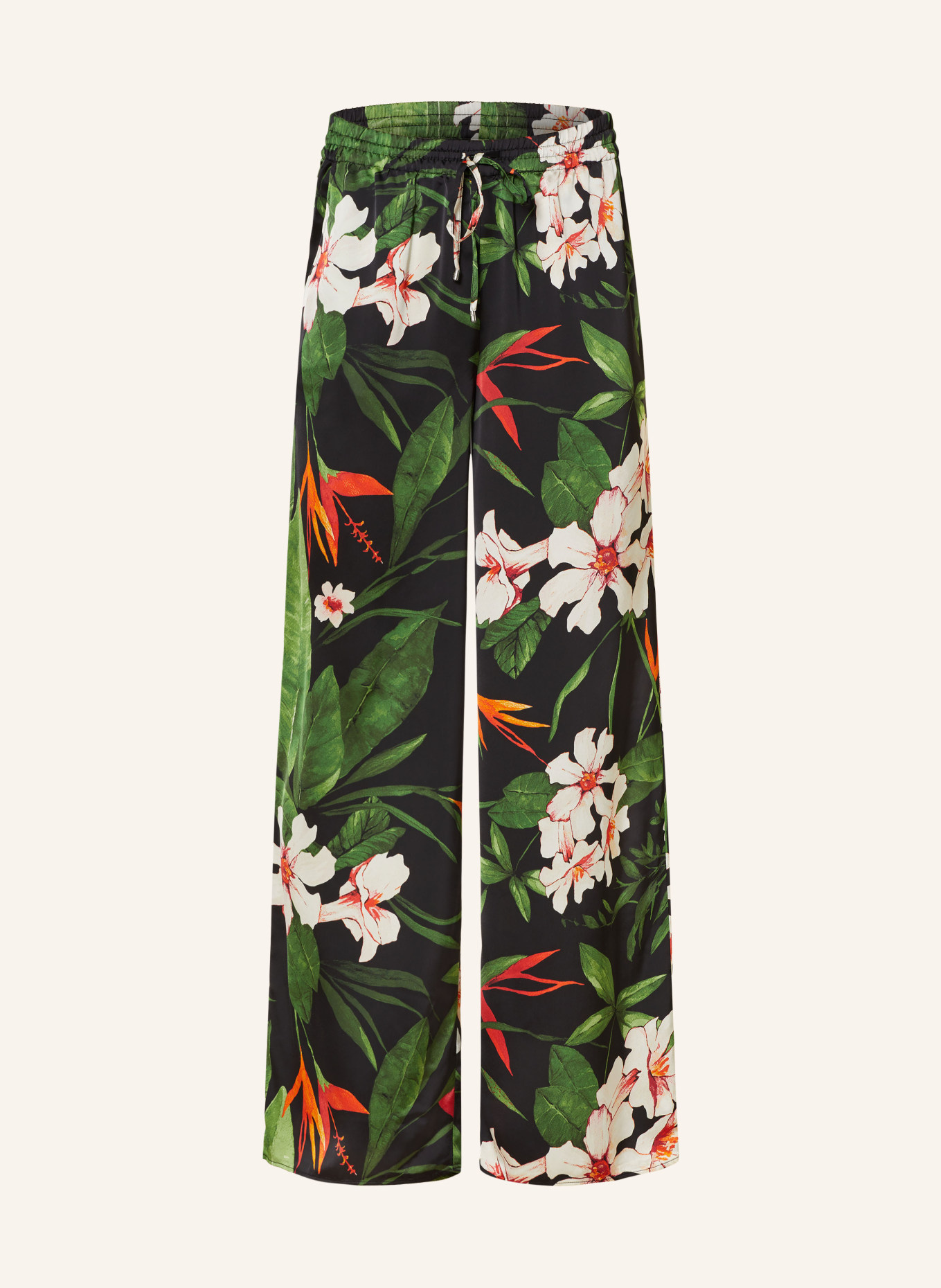LAUREN RALPH LAUREN Wide leg trousers in jogger style, Color: GREEN/ WHITE/ RED (Image 1)