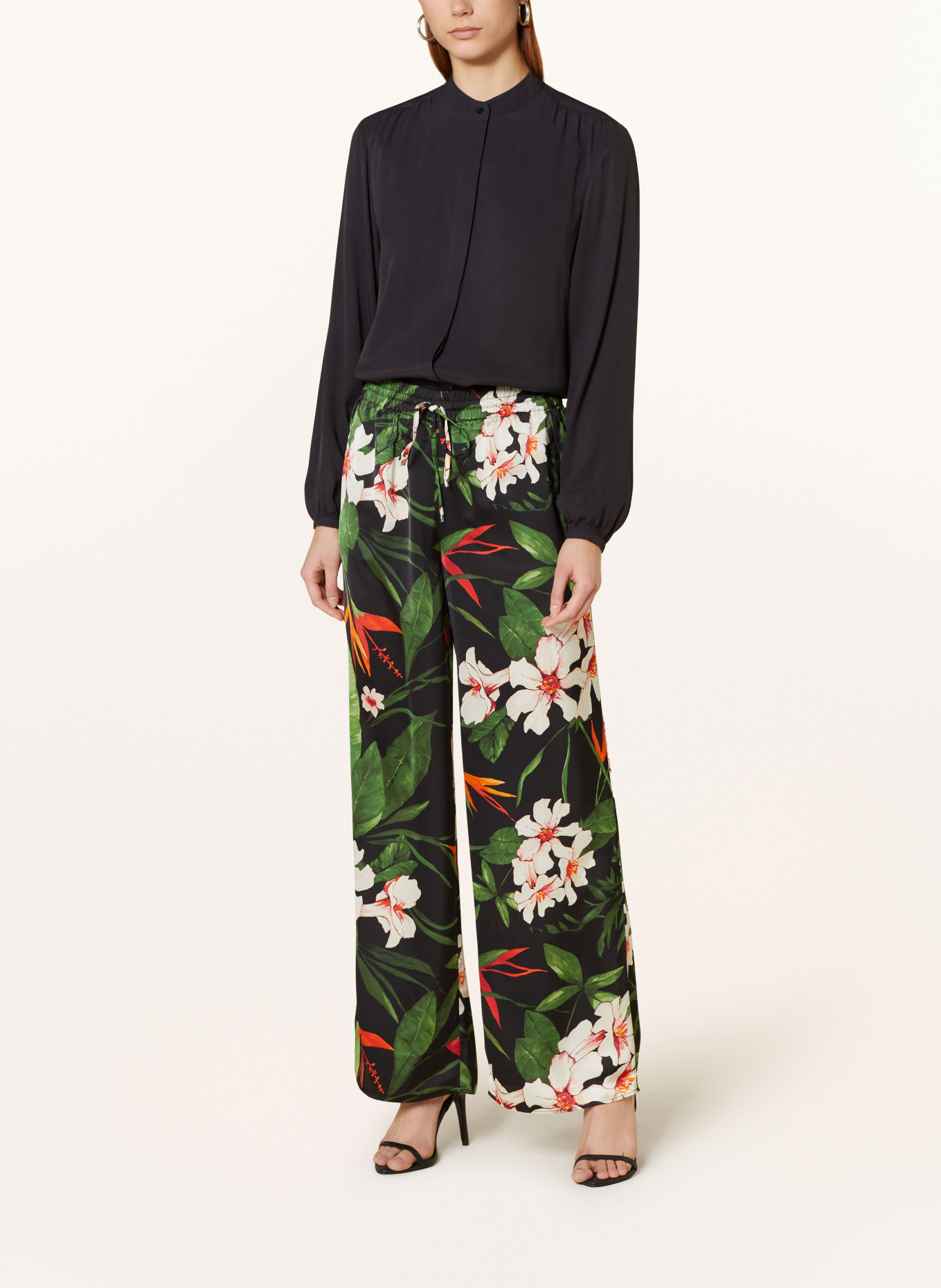 LAUREN RALPH LAUREN Wide leg trousers in jogger style, Color: GREEN/ WHITE/ RED (Image 2)