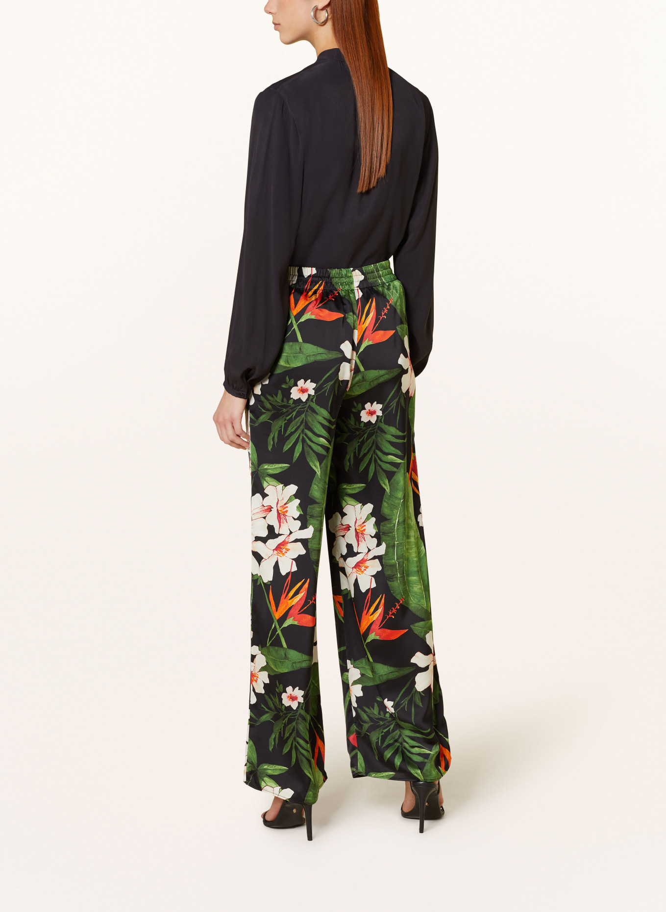LAUREN RALPH LAUREN Wide leg trousers in jogger style, Color: GREEN/ WHITE/ RED (Image 3)