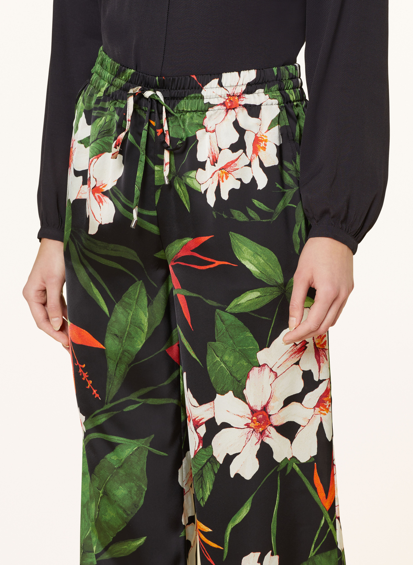 LAUREN RALPH LAUREN Wide leg trousers in jogger style, Color: GREEN/ WHITE/ RED (Image 5)
