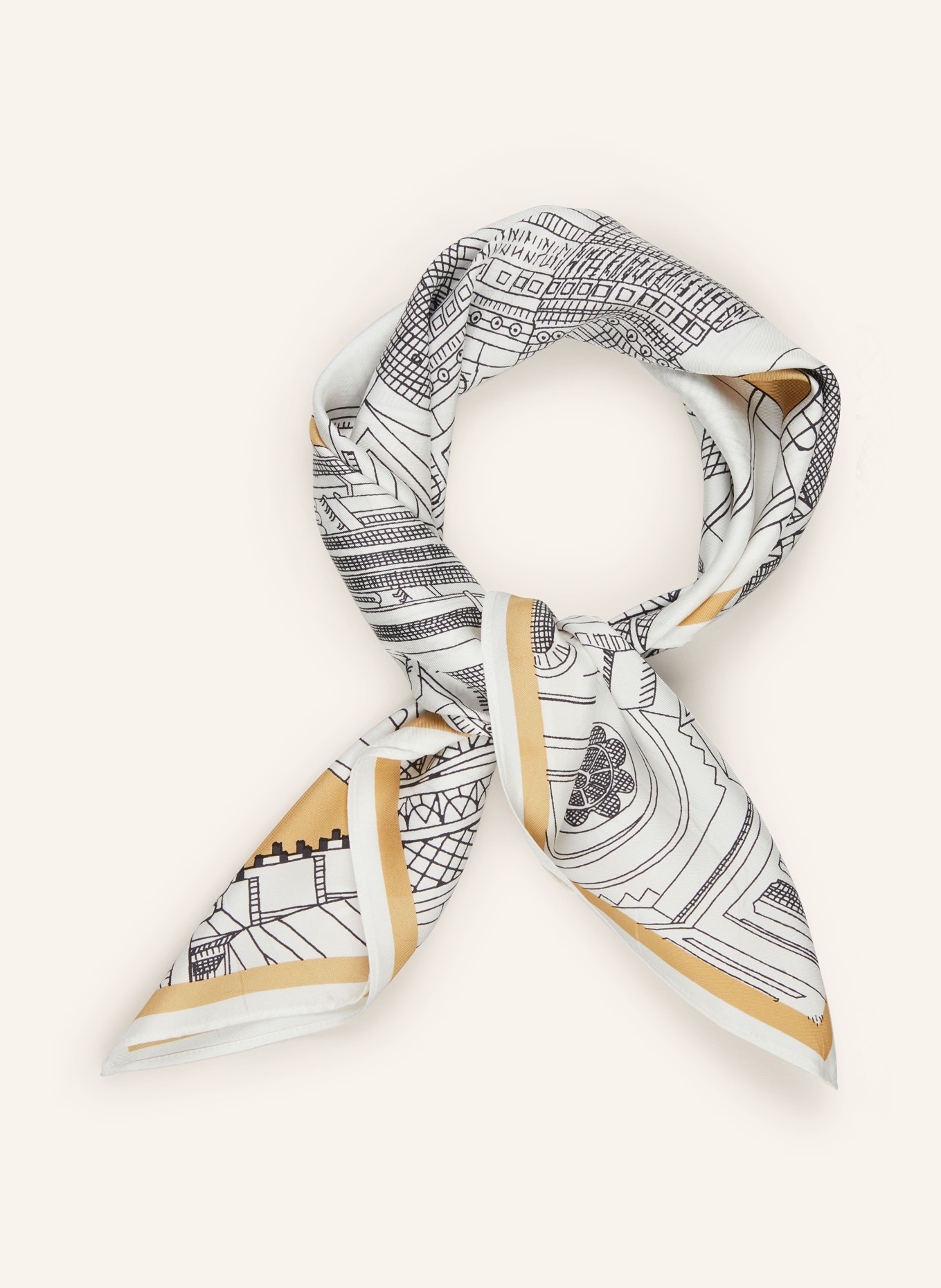 INOUI EDITIONS Silk scarf PARIS, Color: WHITE/ BROWN/ BLACK (Image 2)