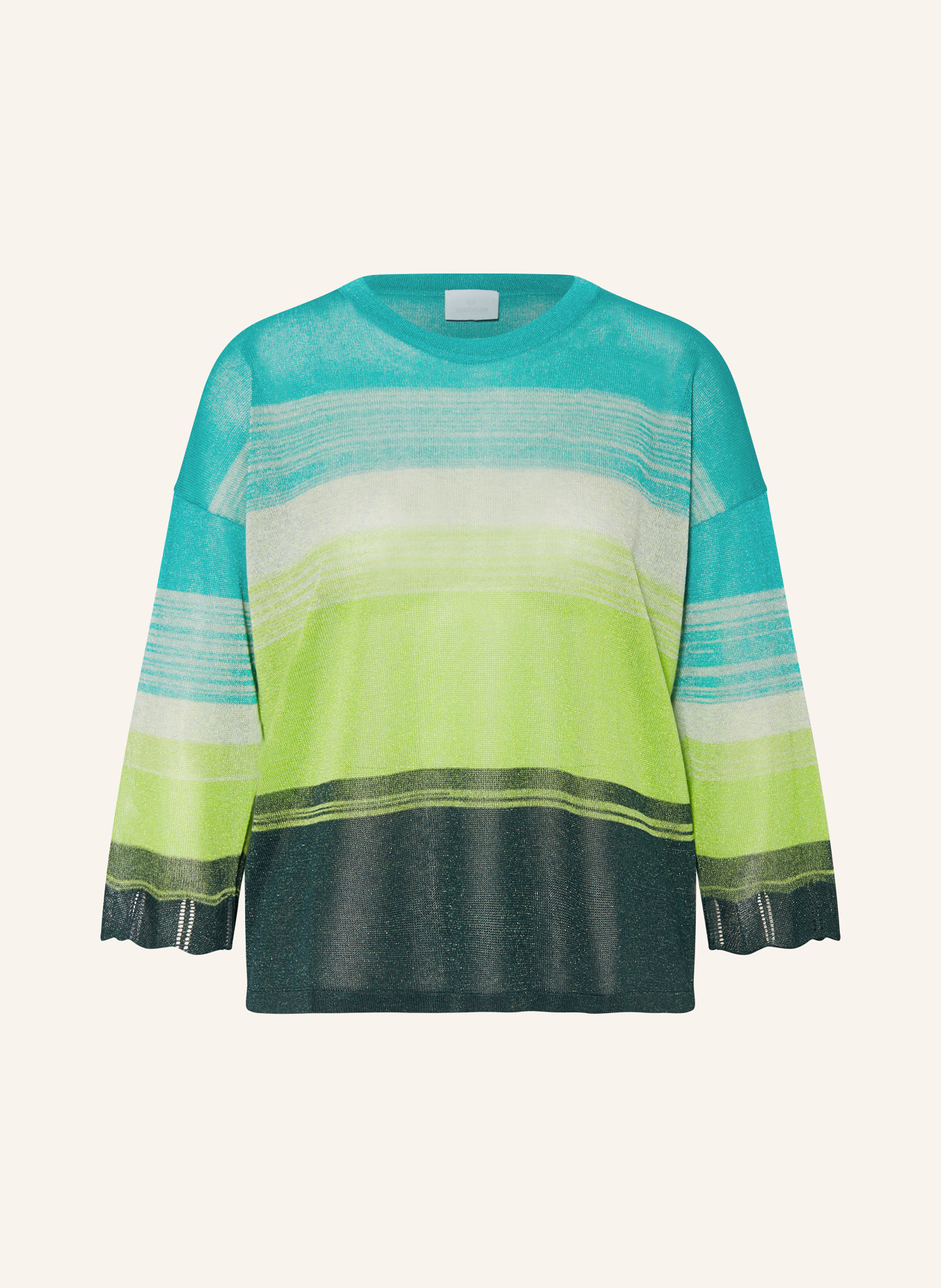 SPORTALM Sweater with 3/4 sleeves, Color: DARK GREEN/ LIGHT GREEN/ MINT (Image 1)