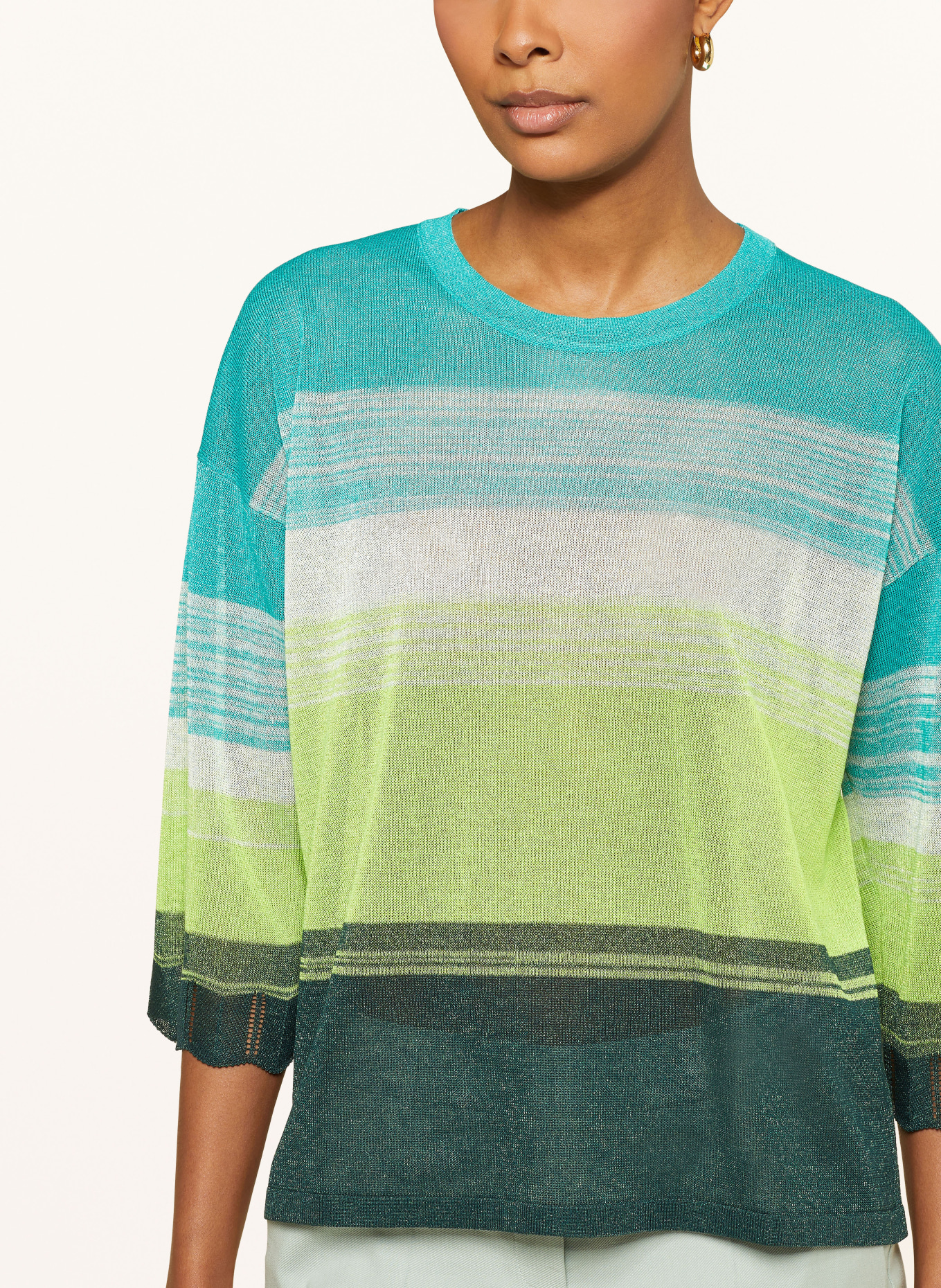 SPORTALM Sweater with 3/4 sleeves, Color: DARK GREEN/ LIGHT GREEN/ MINT (Image 4)