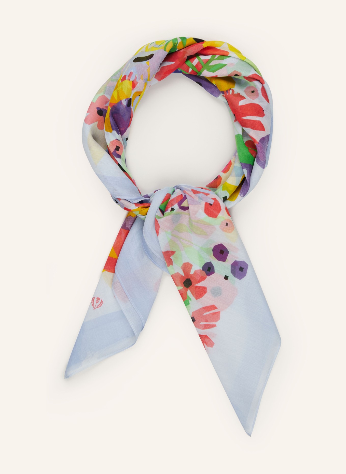 FRAAS Scarf with silk, Color: LIGHT BLUE/ RED/ YELLOW (Image 2)