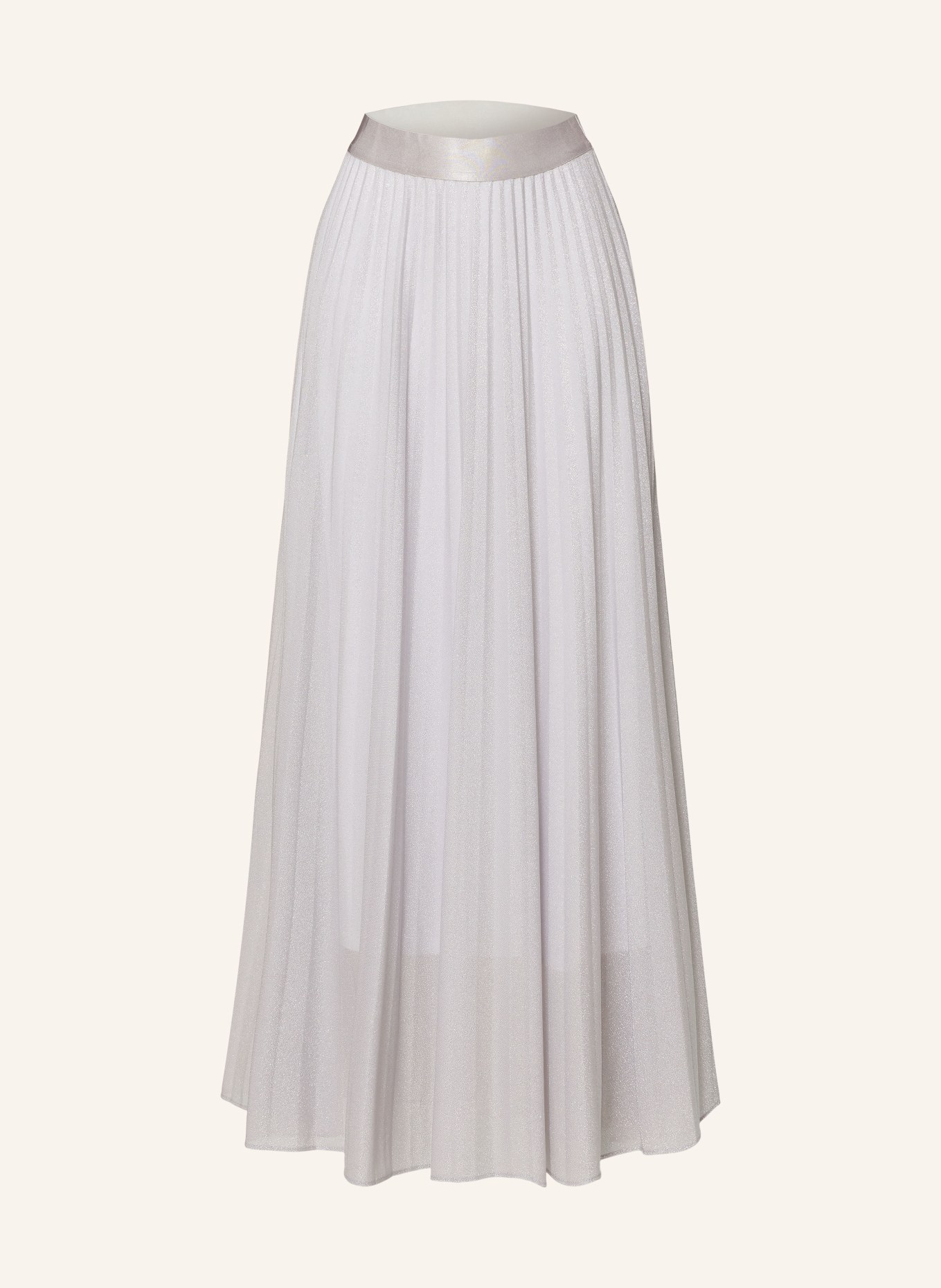 ULLI EHRLICH SPORTALM Pleated skirt with glitter thread, Color: LIGHT GRAY (Image 1)