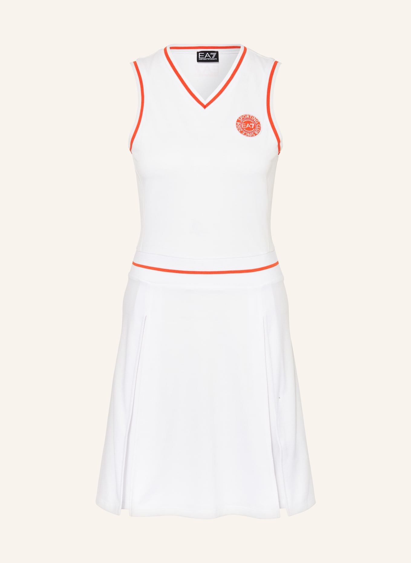 EA7 EMPORIO ARMANI Tenisové šaty, Barva: BÍLÁ/ ORANŽOVÁ (Obrázek 1)