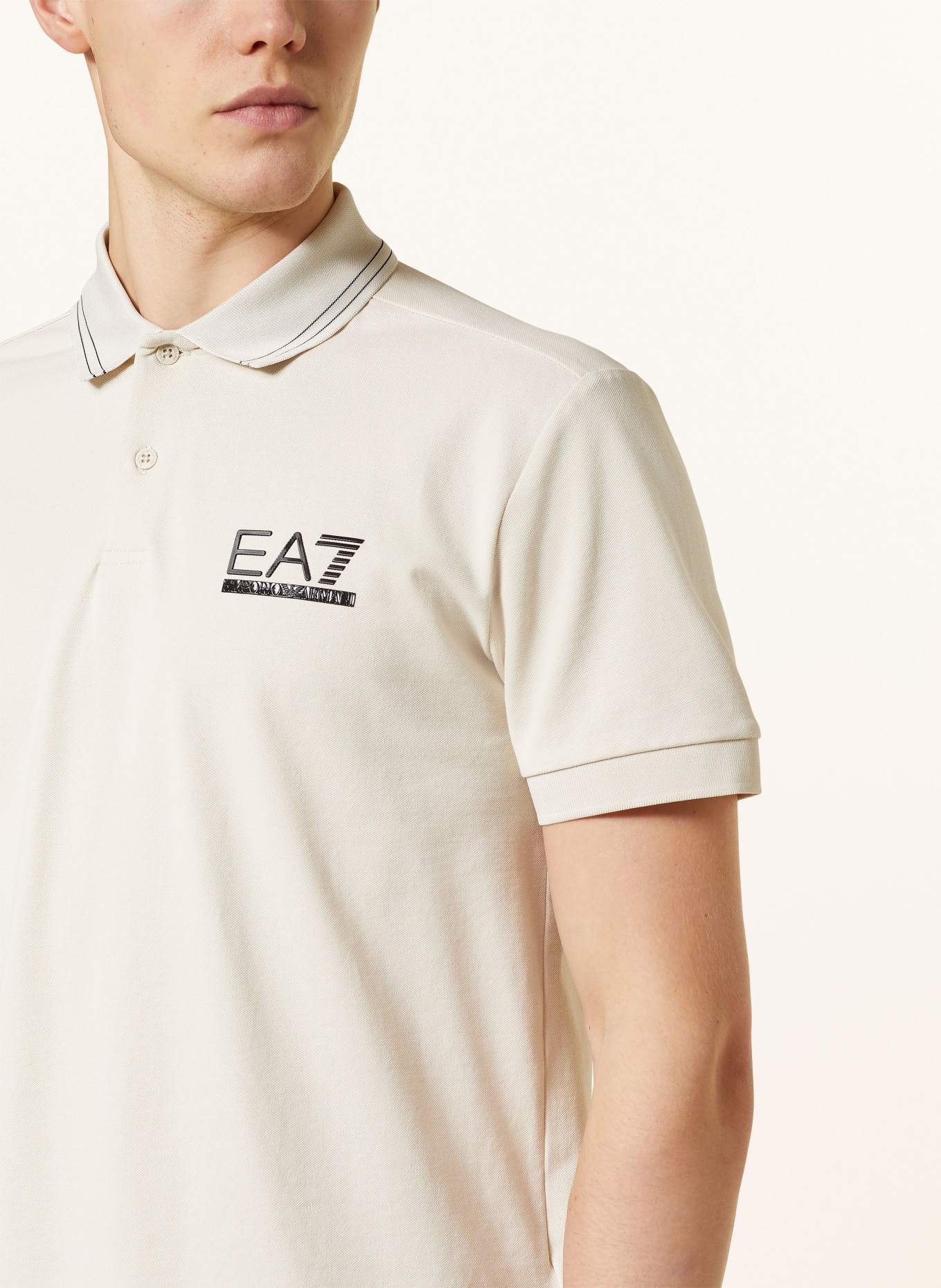 EA7 EMPORIO ARMANI Piqué polo shirt, Color: BEIGE (Image 4)