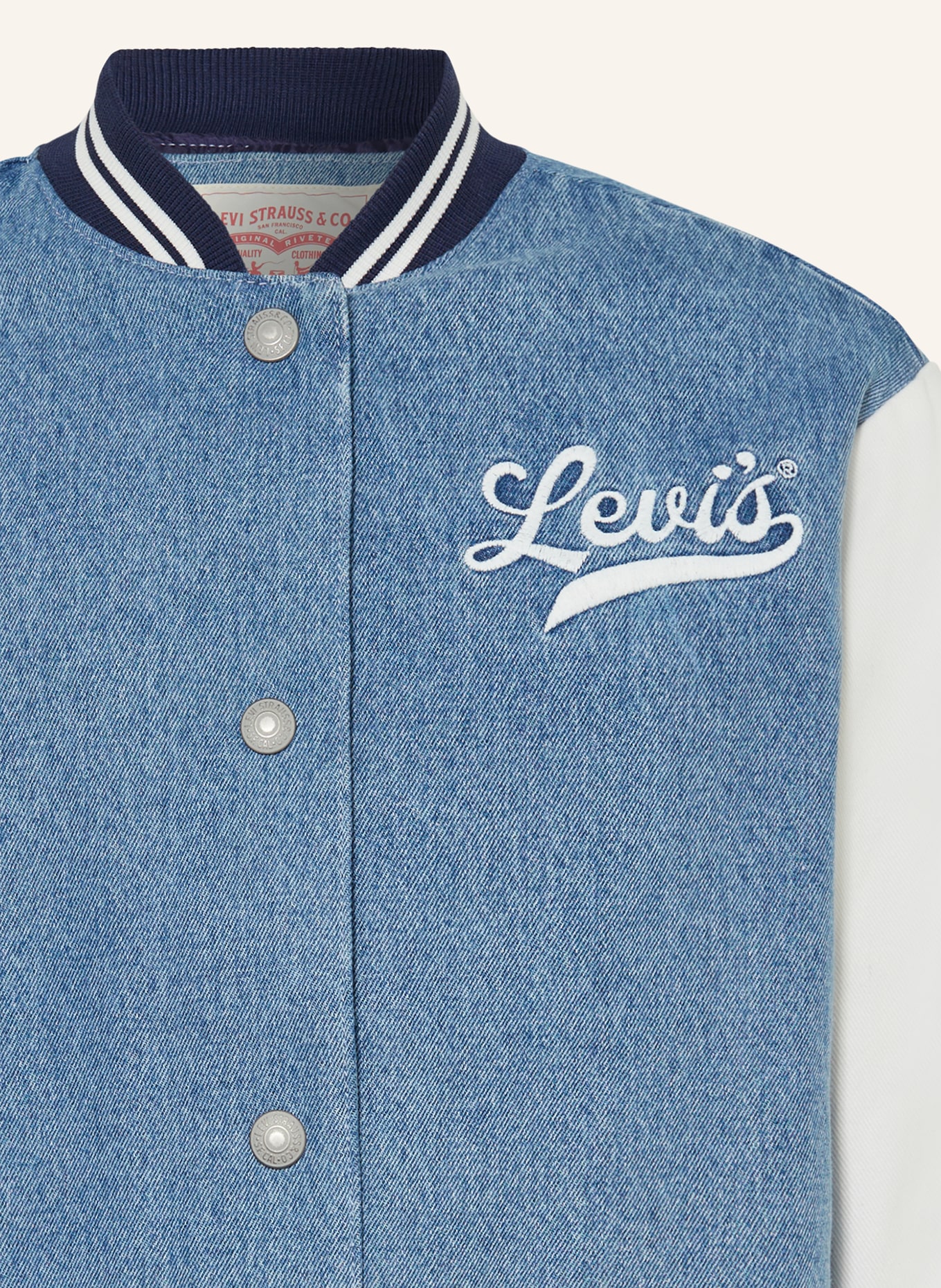 Levi's® Kurtka w stylu college z jeansu, Kolor: NIEBIESKI/ BIAŁY (Obrazek 3)