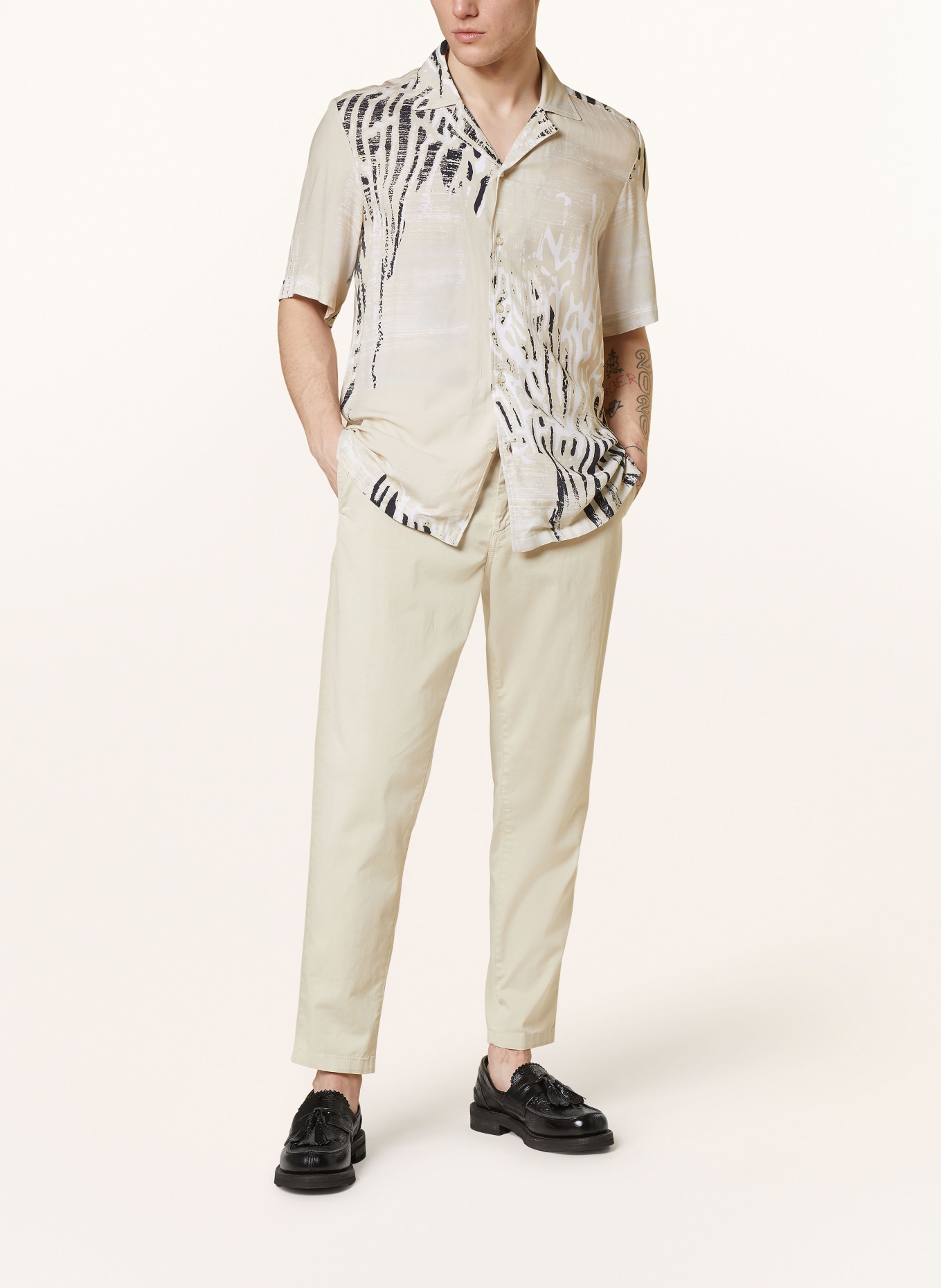 BOSS Resort shirt RAYER regular fit, Color: BEIGE/ WHITE/ BLACK (Image 2)