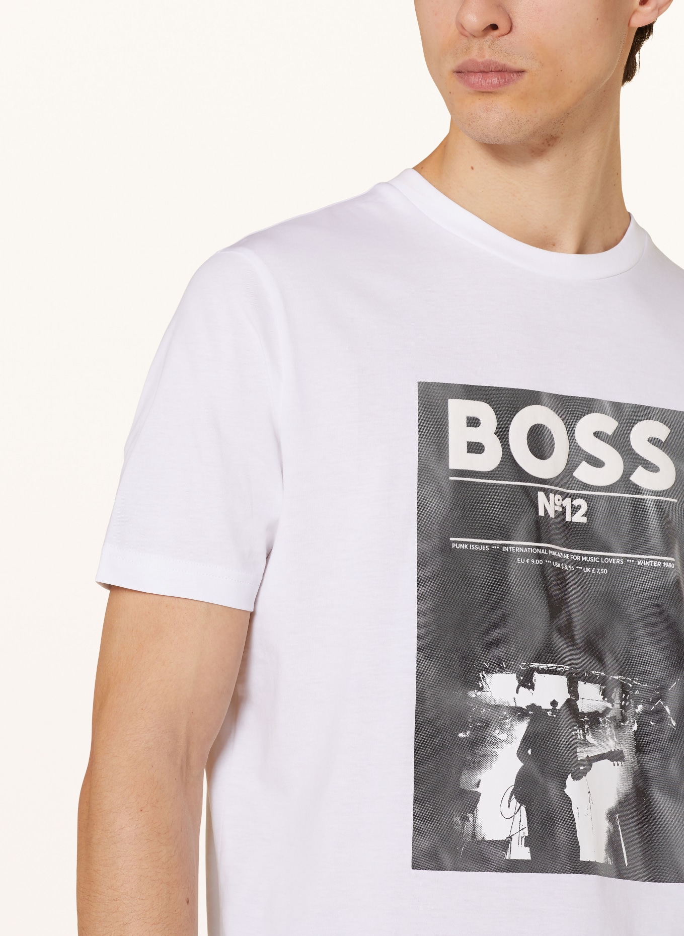 BOSS T-shirt BOSS TICKET, Kolor: BIAŁY/ SZARY/ CZIEMNOSZARY (Obrazek 4)