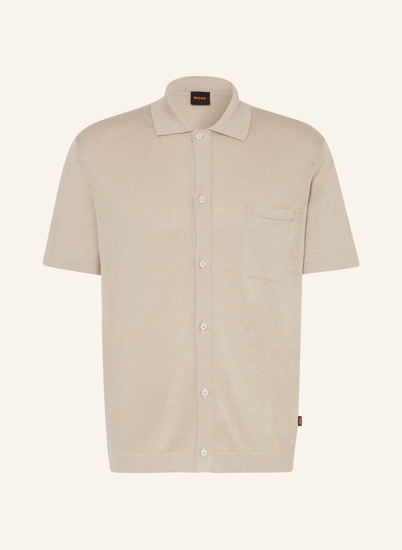 BOSS Knit shirt KAMICCIO comfort fit with linen, Color: BEIGE (Image 1)