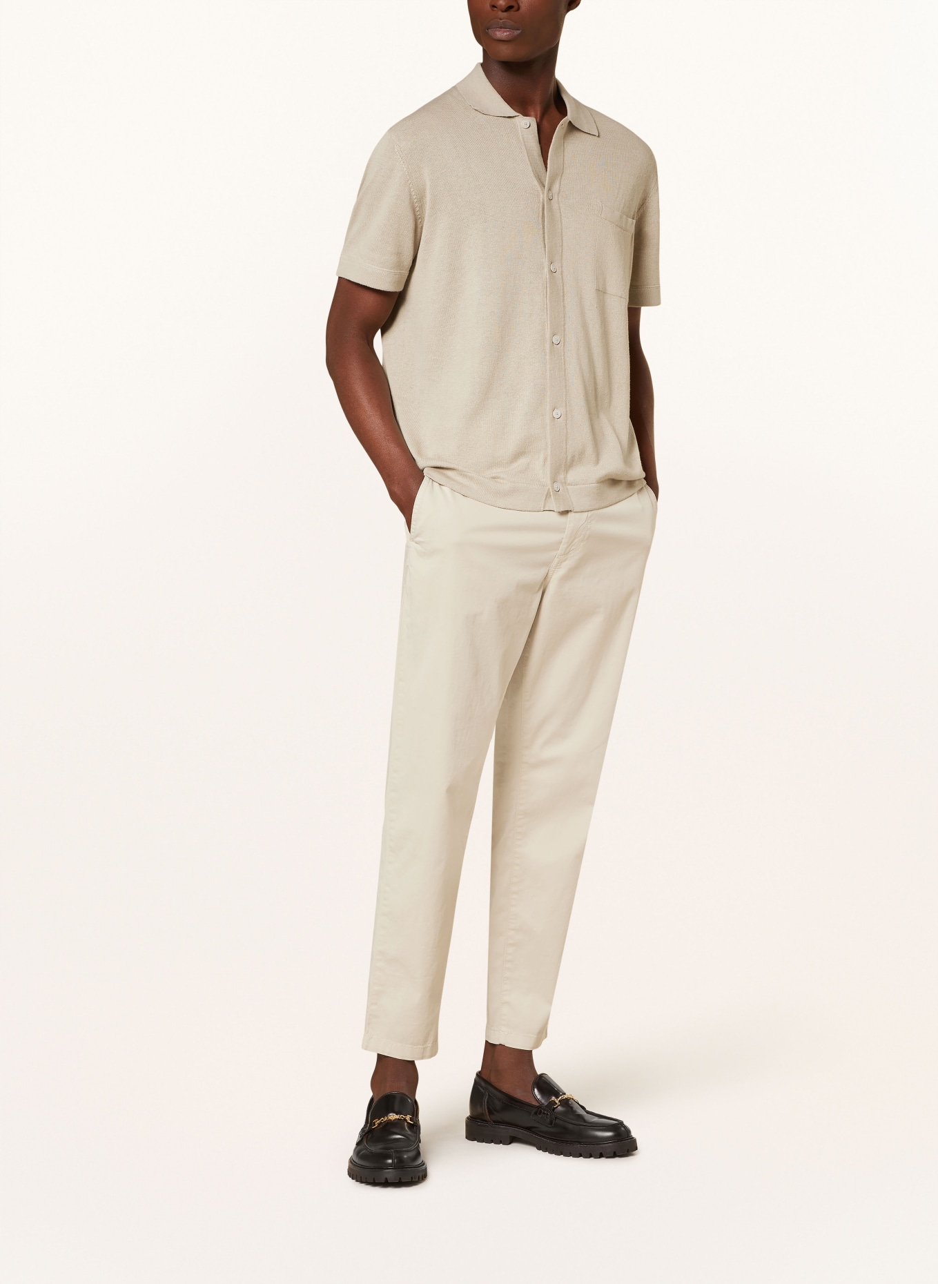 BOSS Knit shirt KAMICCIO comfort fit with linen, Color: BEIGE (Image 2)