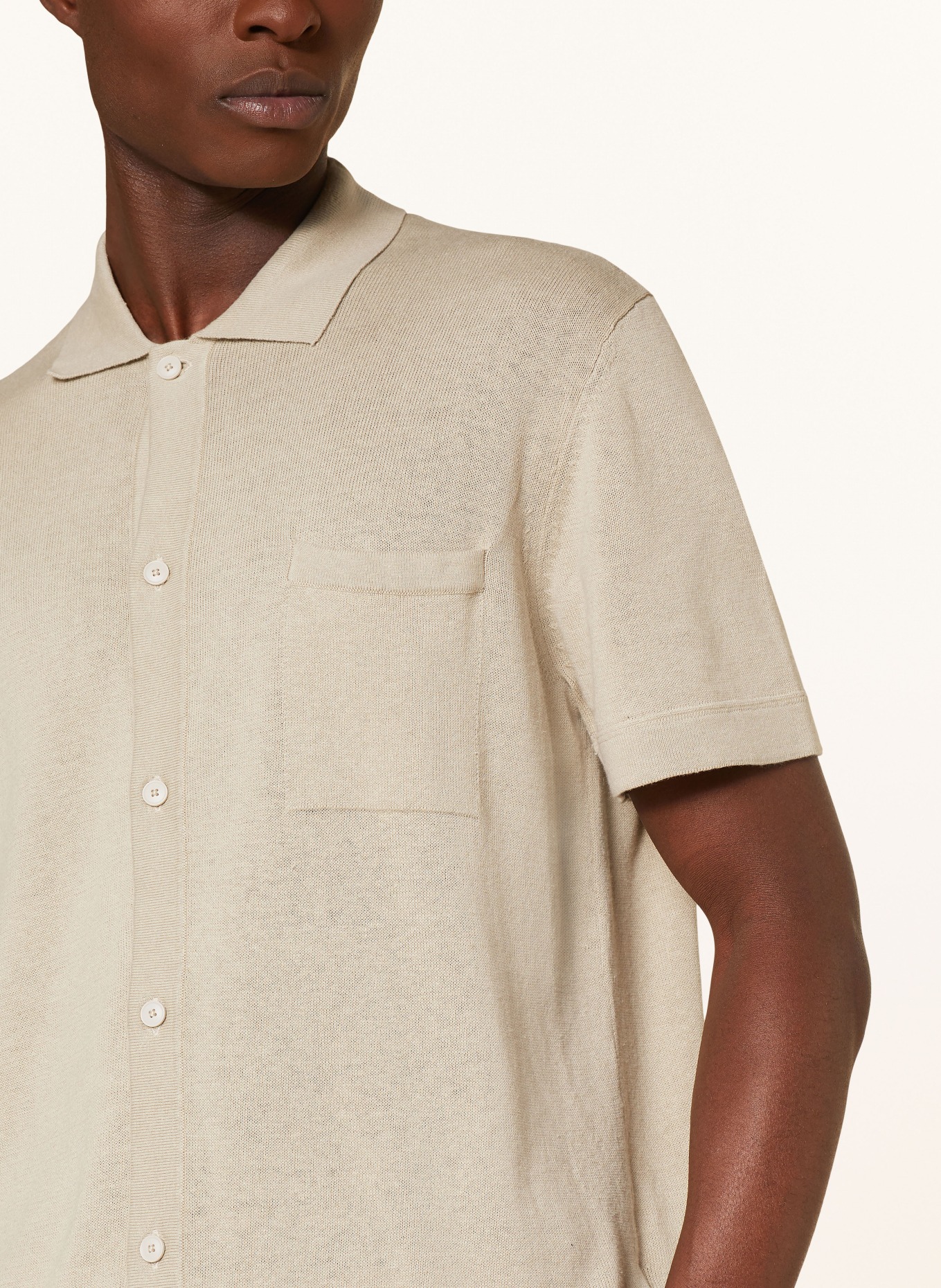 BOSS Knit shirt KAMICCIO comfort fit with linen, Color: BEIGE (Image 4)