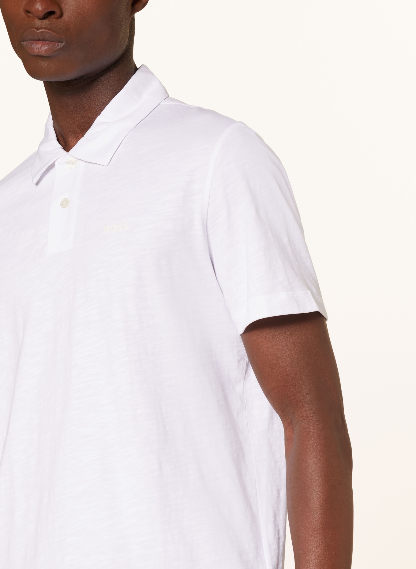 BOSS Jersey polo shirt SLUB, Color: WHITE (Image 4)