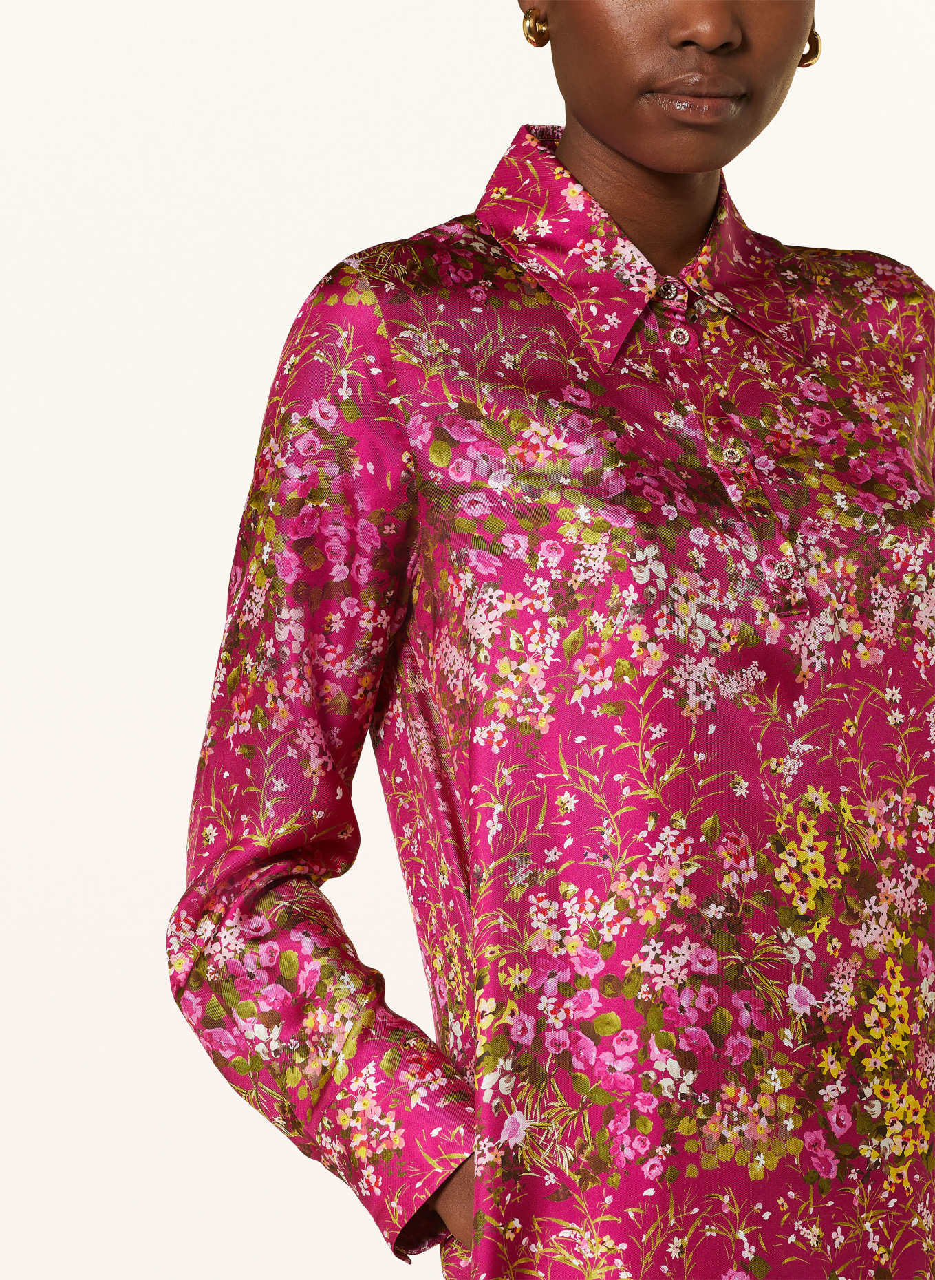 MaxMara STUDIO Shirt dress in silk ORAZIO, Color: FUCHSIA/ GREEN (Image 4)