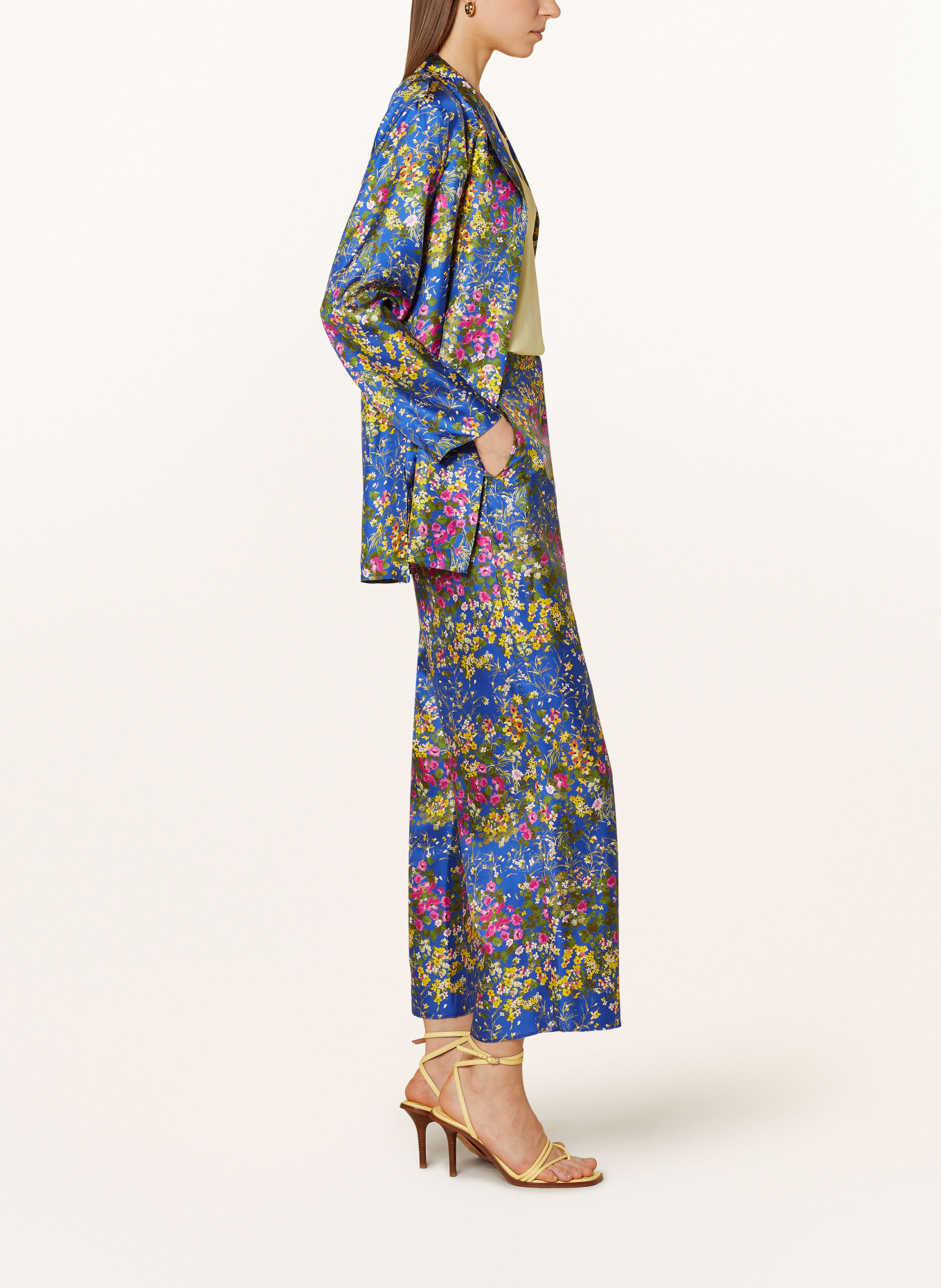 MaxMara STUDIO Silk culottes OPEROSO, Color: BLUE/ FUCHSIA/ OLIVE (Image 4)