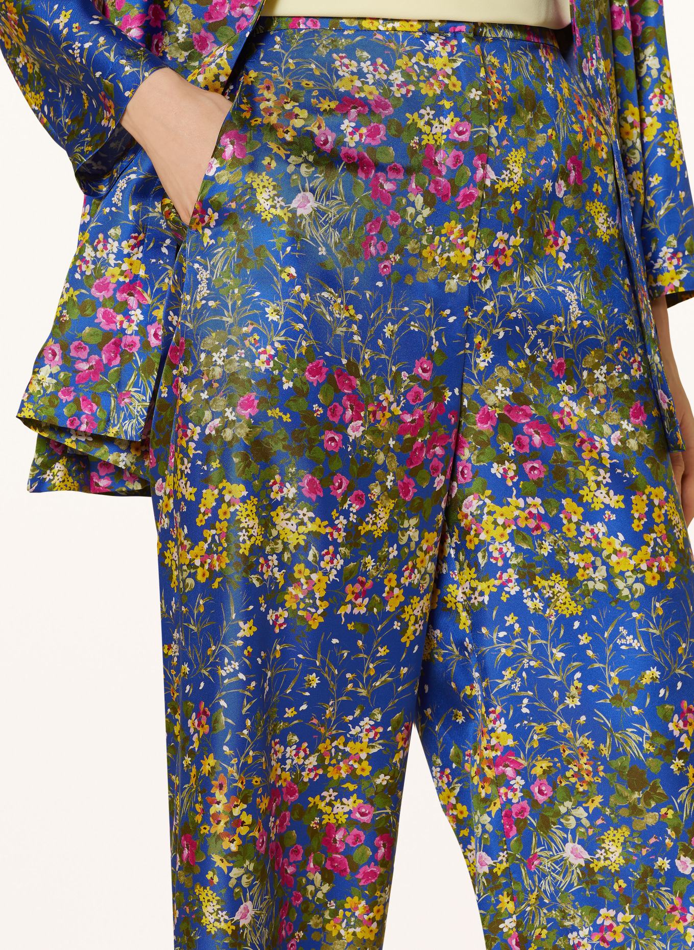 MaxMara STUDIO Silk culottes OPEROSO, Color: BLUE/ FUCHSIA/ OLIVE (Image 5)