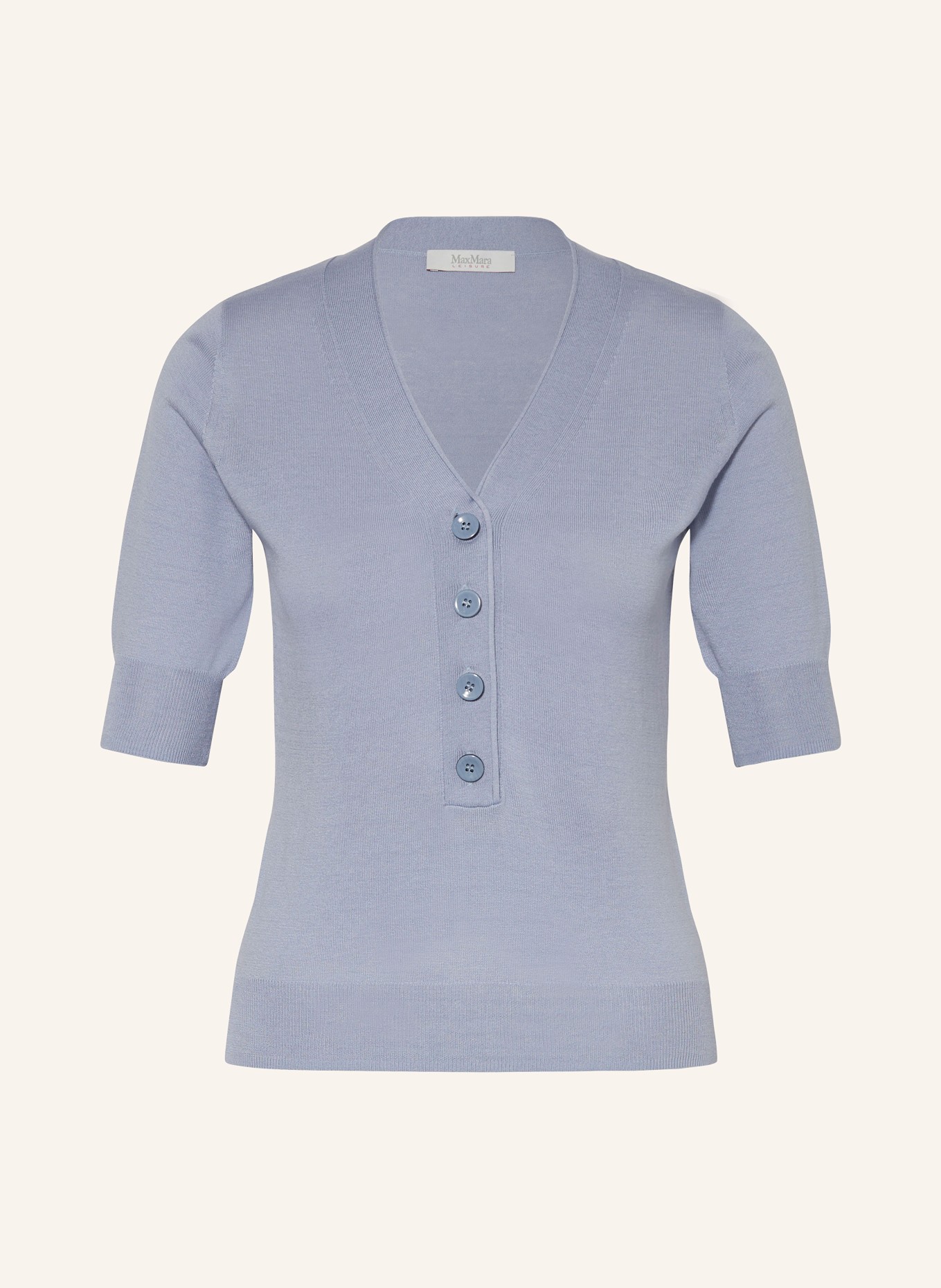 MaxMara LEISURE Úpletové tričko PEPSI z hedvábí, Barva: TMAVĚ MODRÁ (Obrázek 1)