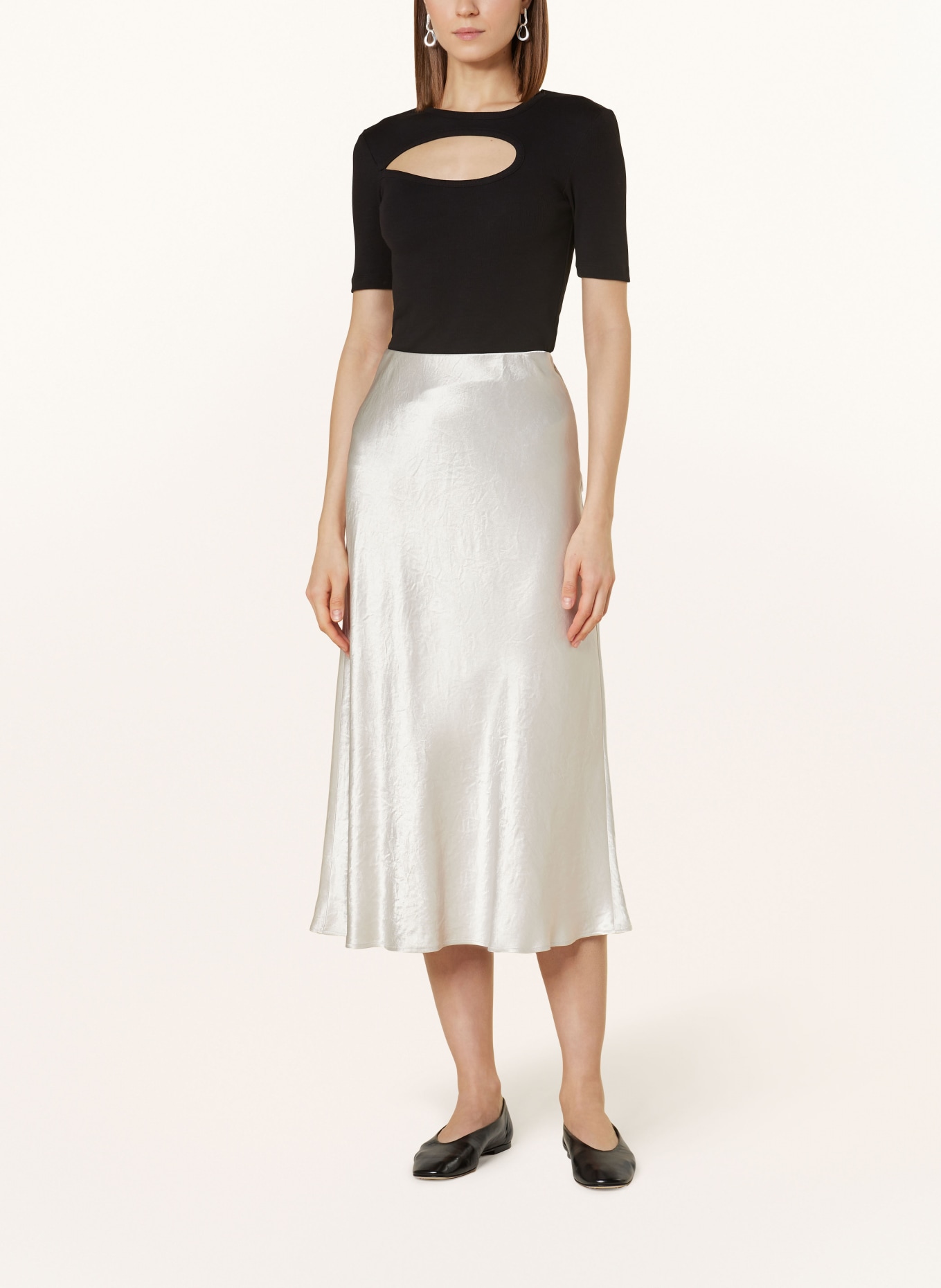 MaxMara LEISURE Satin skirt ALESSIO, Color: LIGHT GRAY (Image 2)