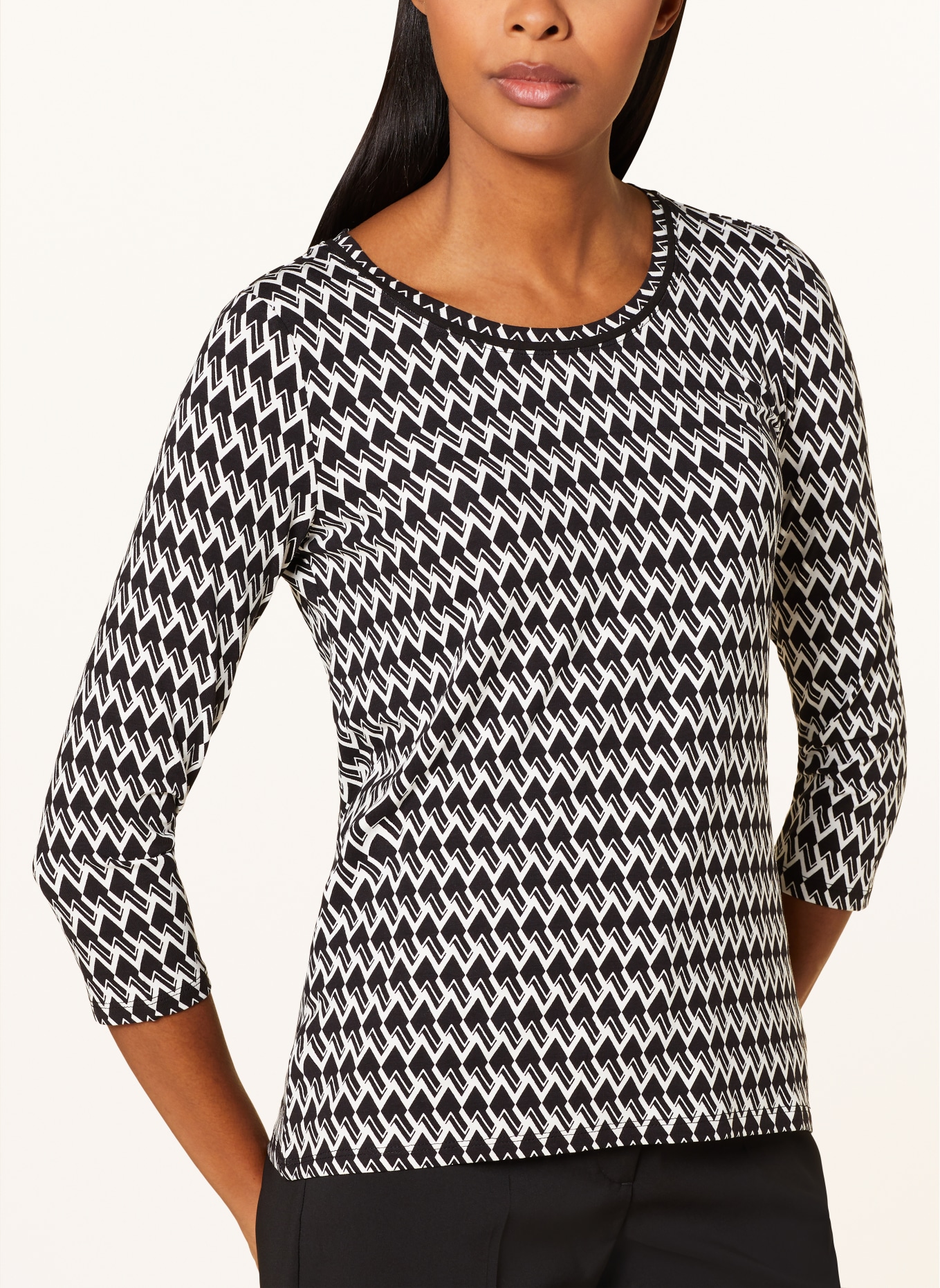 Betty Barclay Shirt with 3/4 sleeves, Color: BLACK/ WHITE (Image 4)