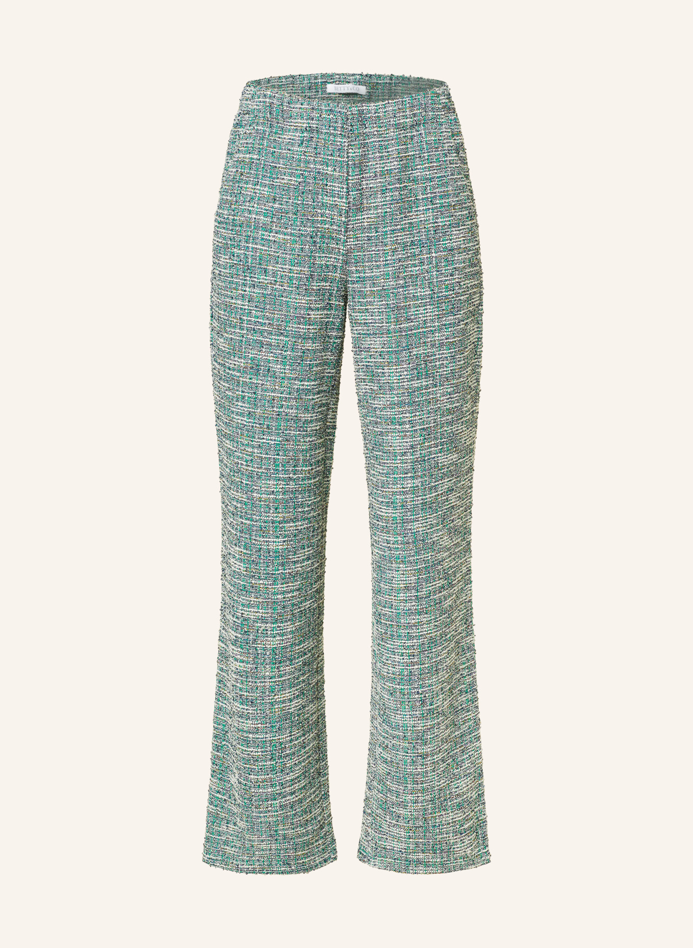 BETTY&CO Bouclé trousers, Color: LIGHT GREEN/ WHITE (Image 1)
