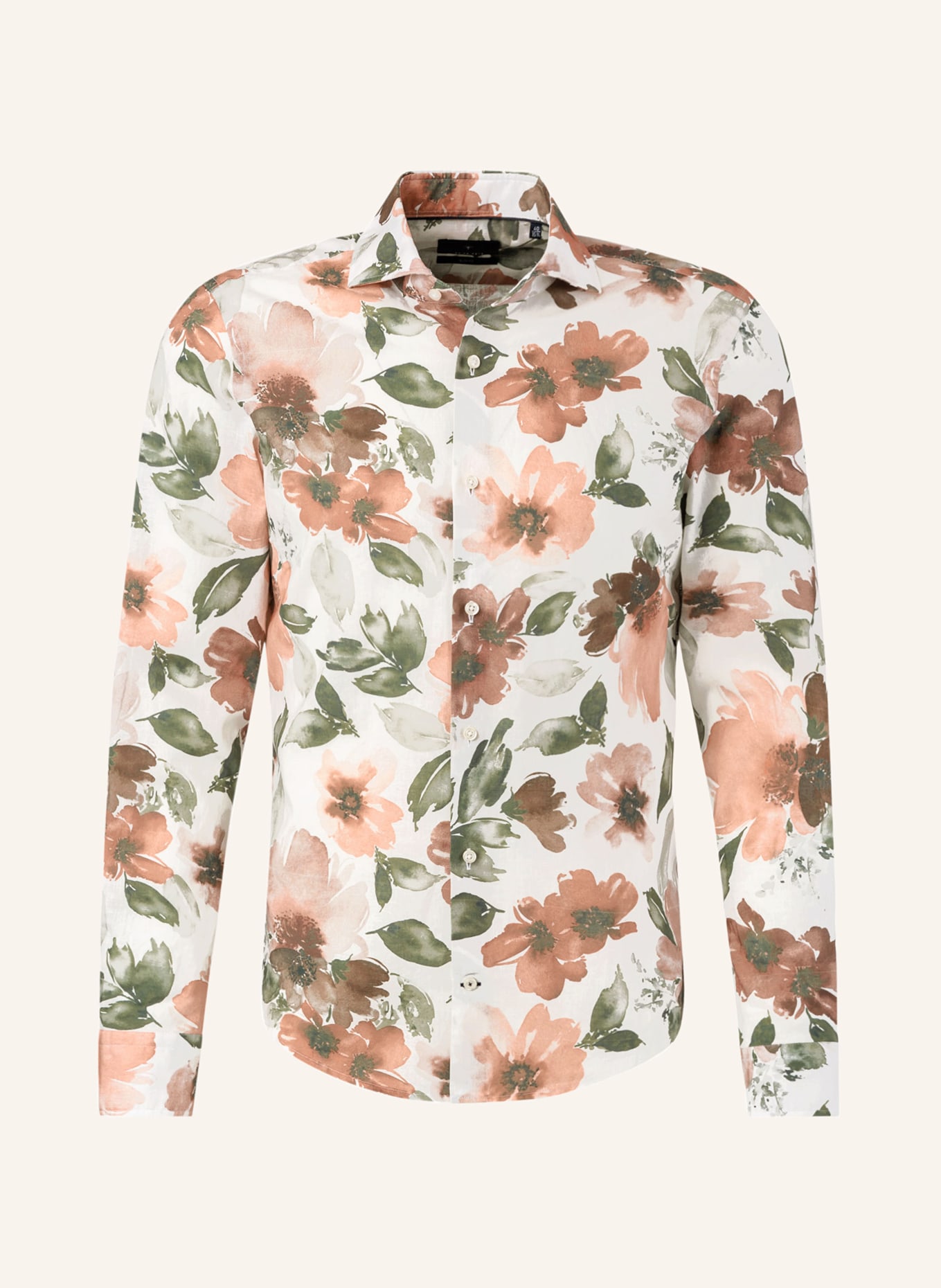 JOOP! Shirt PAI slim fit with linen, Color: WHITE/ GREEN/ LIGHT RED (Image 1)
